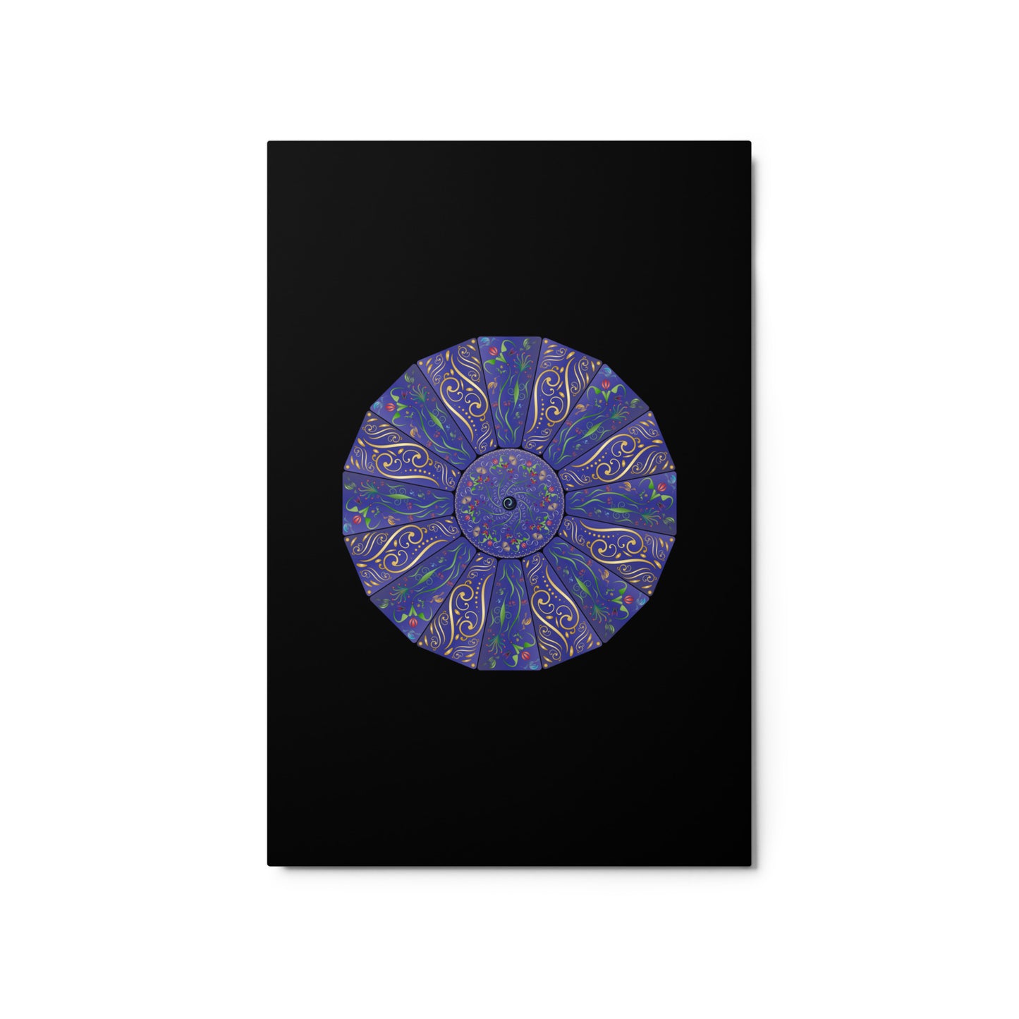 Metal prints Circulosity No 2984 Mandala Blue & Gold Free Shipping