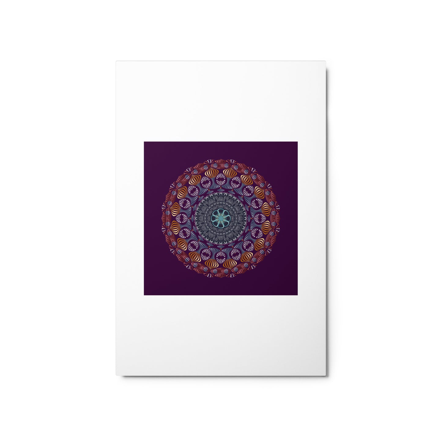 Metal prints Kuklos No 4420 Mandala Gold - Silver - Aqua colors Free Shipping