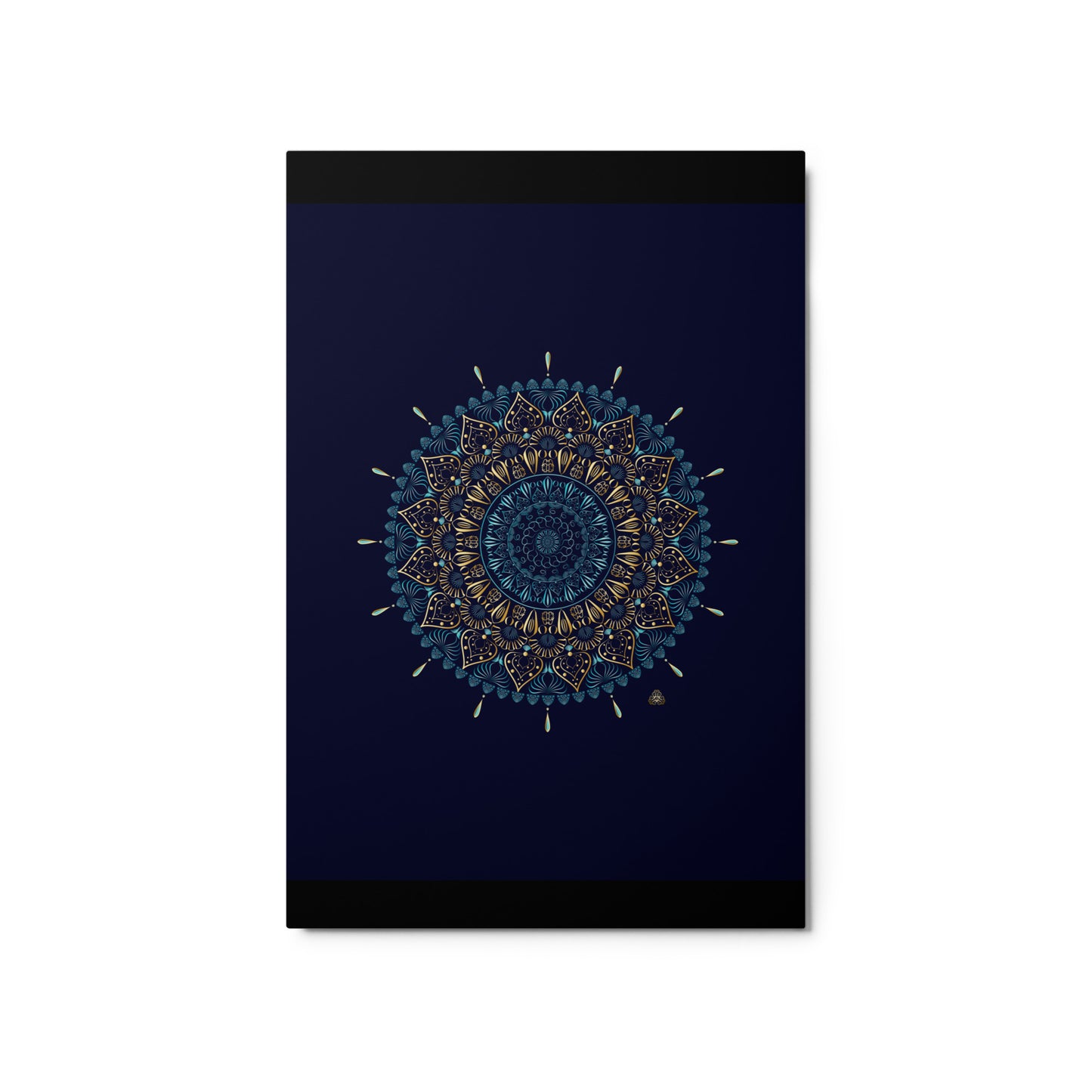 Metal prints Kuklos No 4331 Mandala Aqua - Gold colors Free Shipping