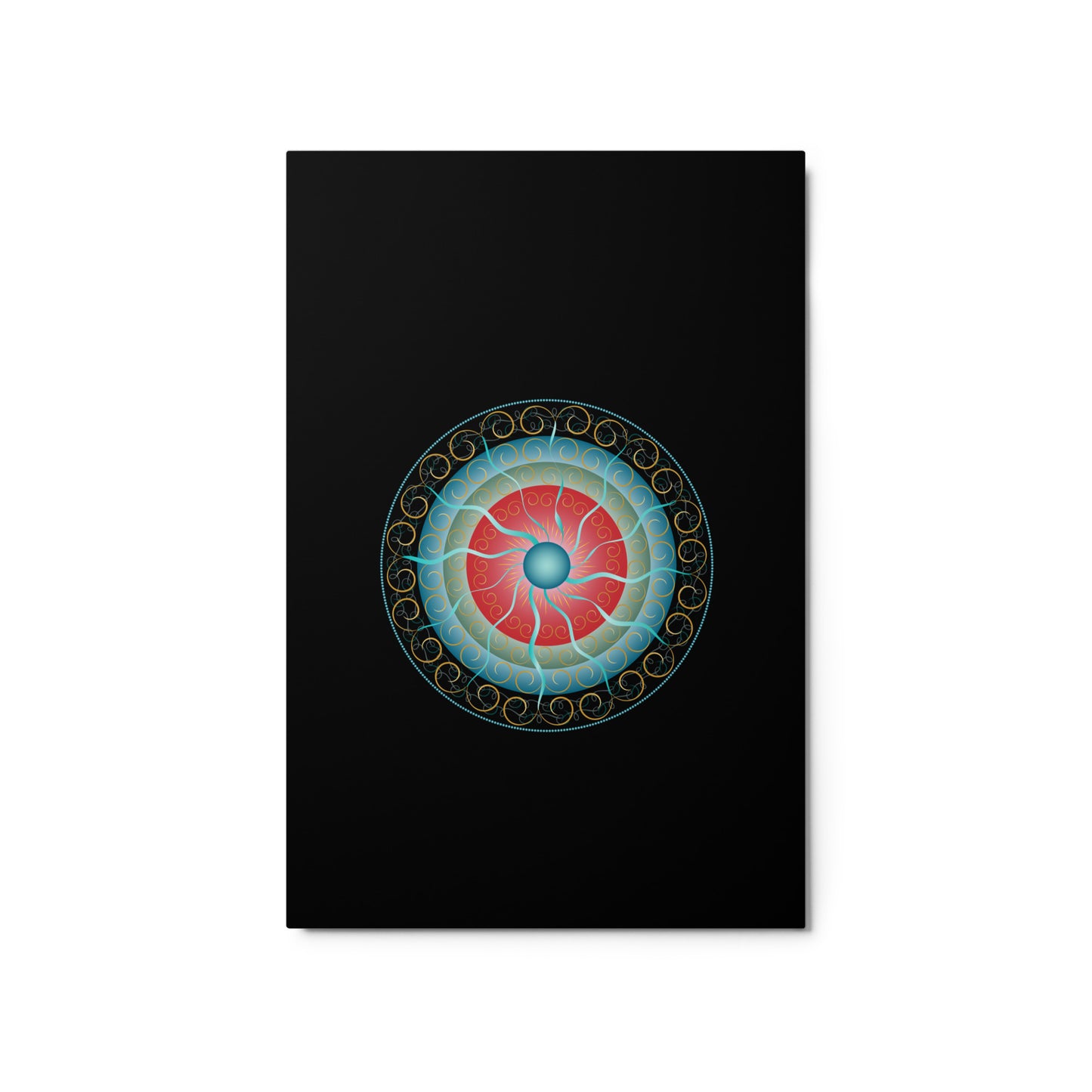 Metal prints Complexical No 2155 Mandala, Aqua - Red - Gold Free Shipping