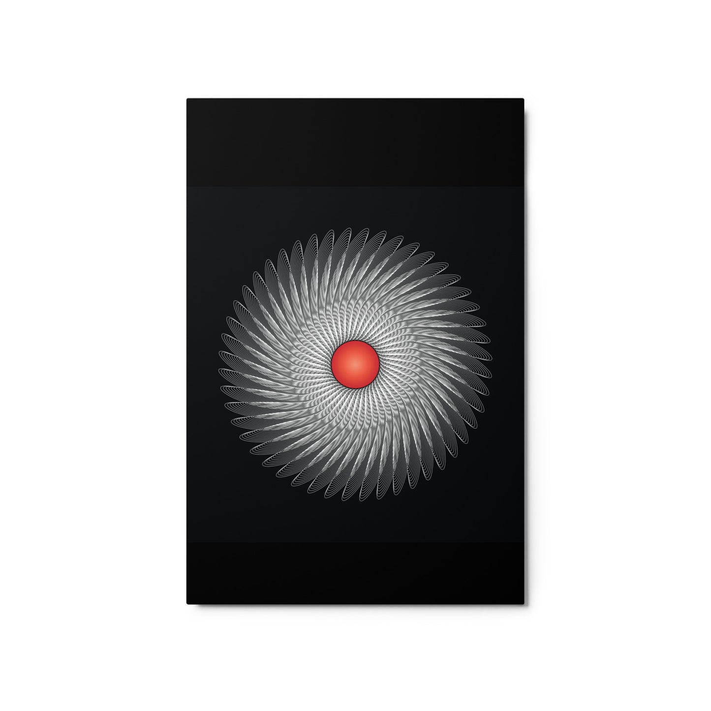 Metal prints Circularity No 120 Mandala Spinning White Feathers - Red Center Free Shipping