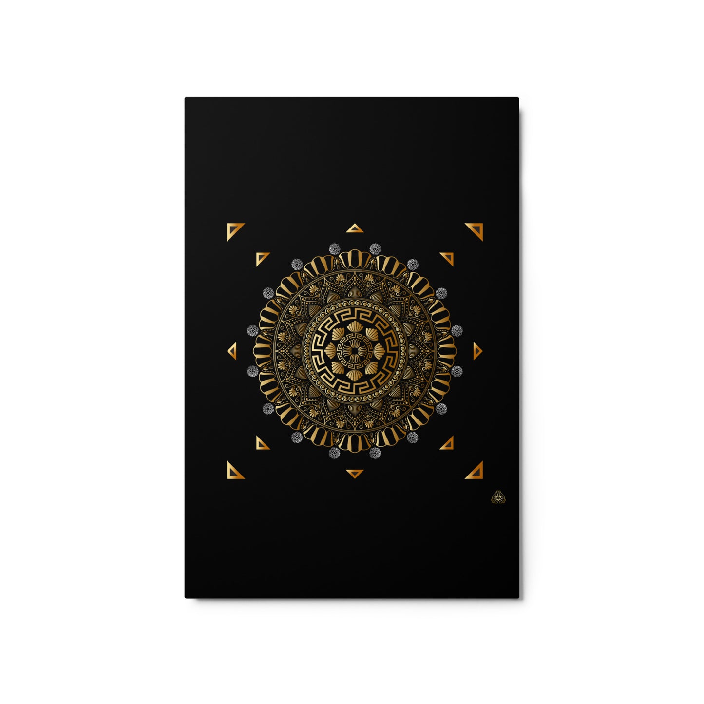 Metal Prints Kuklos No 4371 Mandala Greek Border Design, Gold on Black Free Shipping