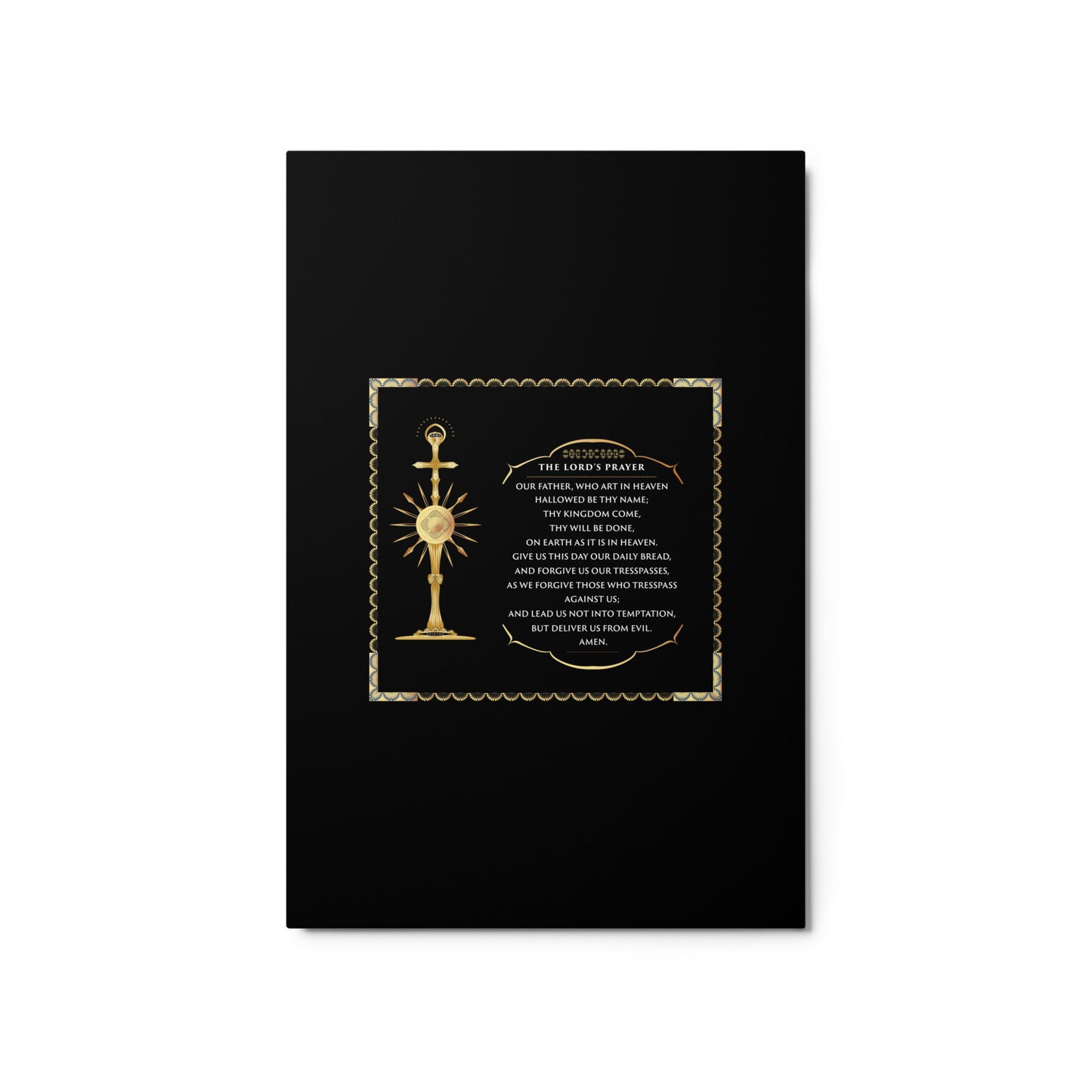 Metal prints Christian theme The Lord's Prayer - Monstrance- Gold - Black - Free Shipping