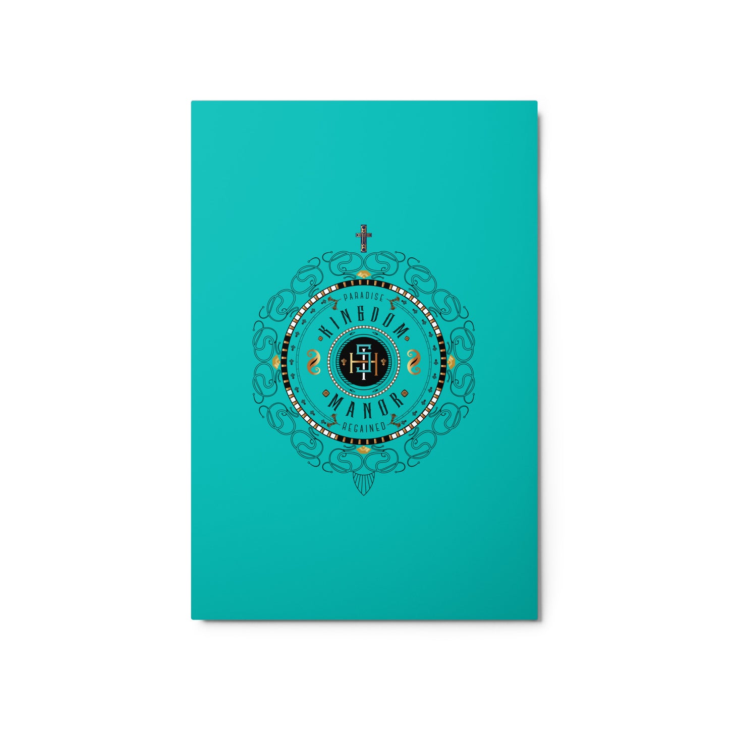 Metal prints Christian theme ' Kingdom Manor ' Turquoise - Black - Free Shipping