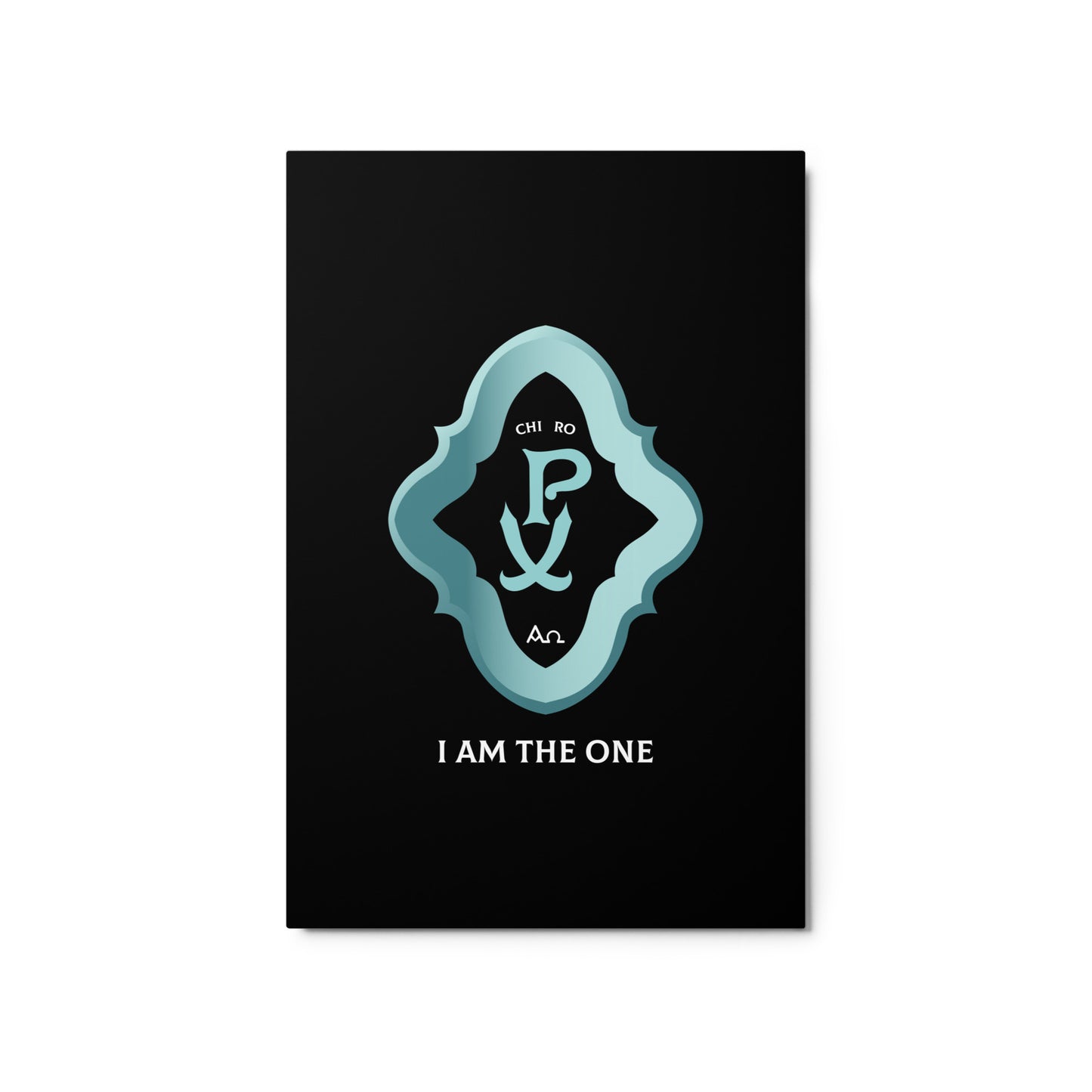 Metal prints Christogram - I Am The One - Chi Ro - PX Turquoise - Black - Free Shipping