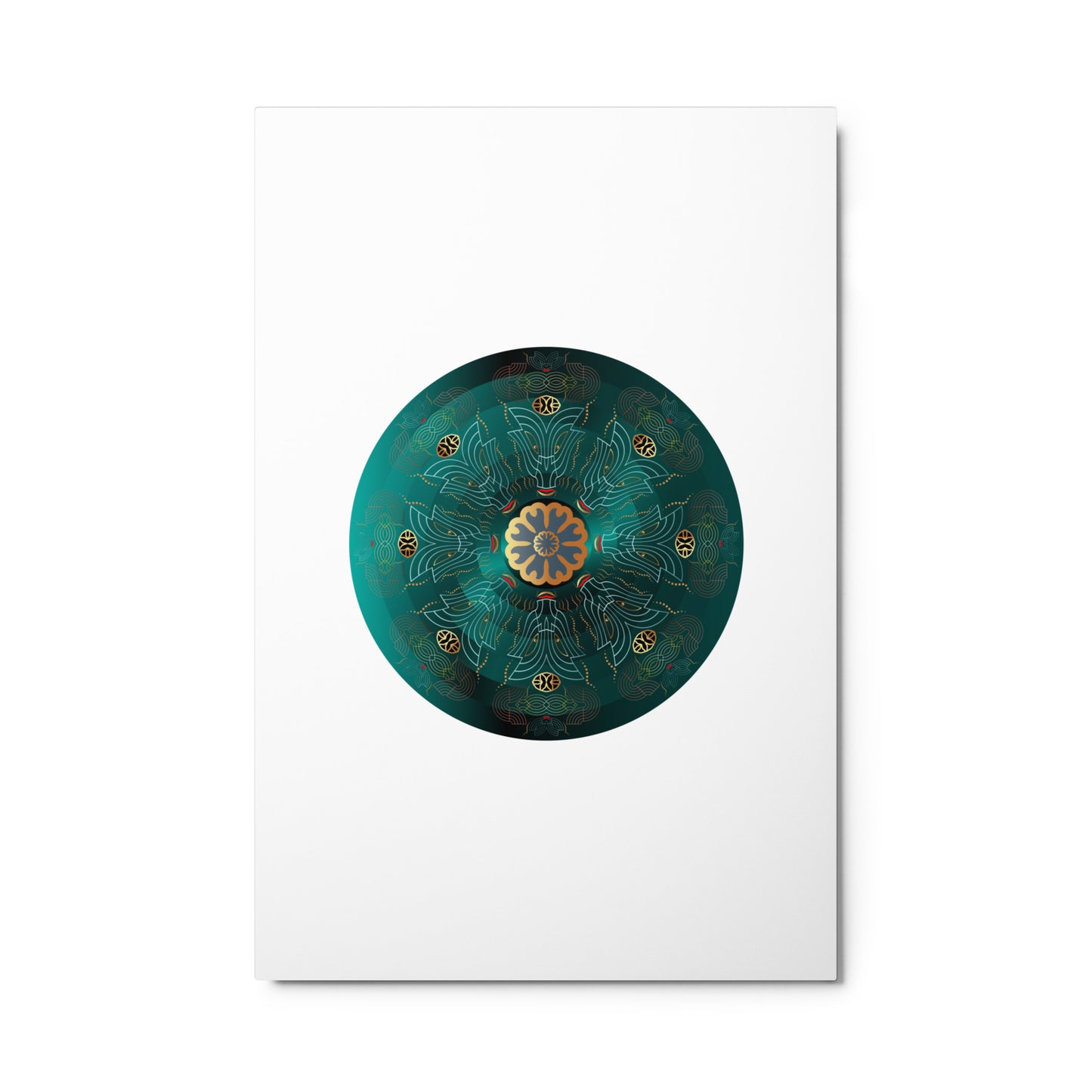 Metal prints Kuklos No 4477 Mandala design Viridian green color Free Shipping