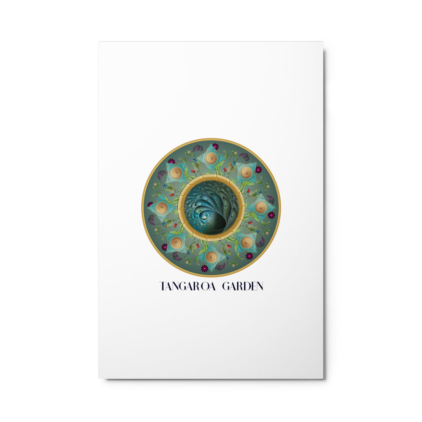 Metal prints Circumplexical No 3729 Intricate Mandala Tangaroa Garden ( Maori legend ) Green & Gold colors Free Shipping