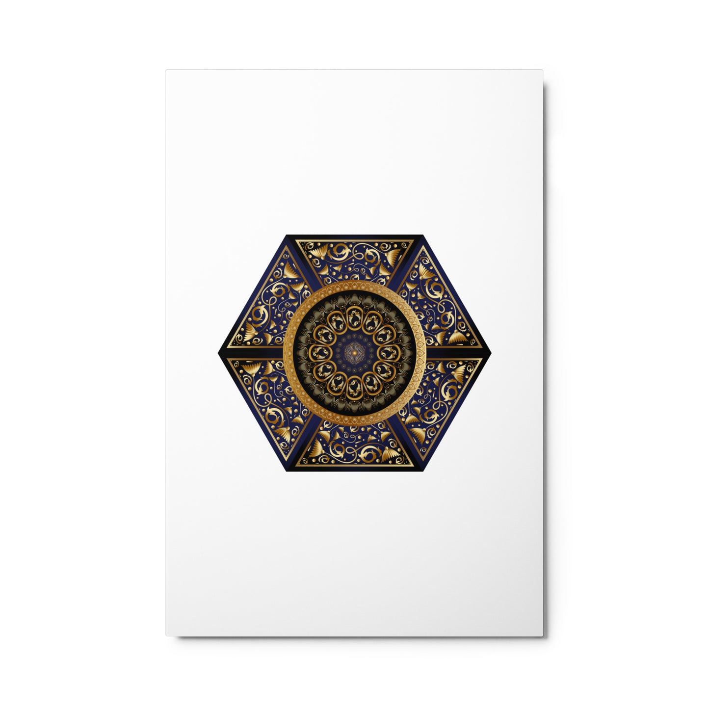 Metal prints Circumplexical No 3865 Intricate six-sided Mandala Gold & Black color Free Shipping