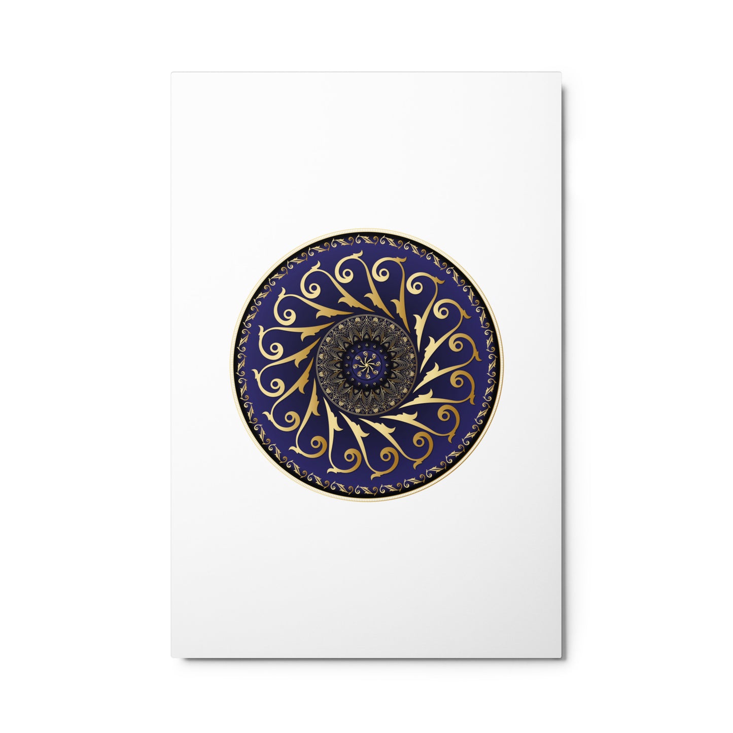 Metal prints Circumplexical No 4005 Mandala of Navy Blue & Gold colors Free Shipping