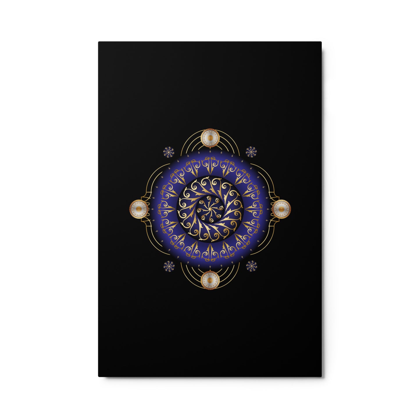 Metal prints Circumplexical No 4048 Mandala Navy, Silver & Gold color Free Shipping