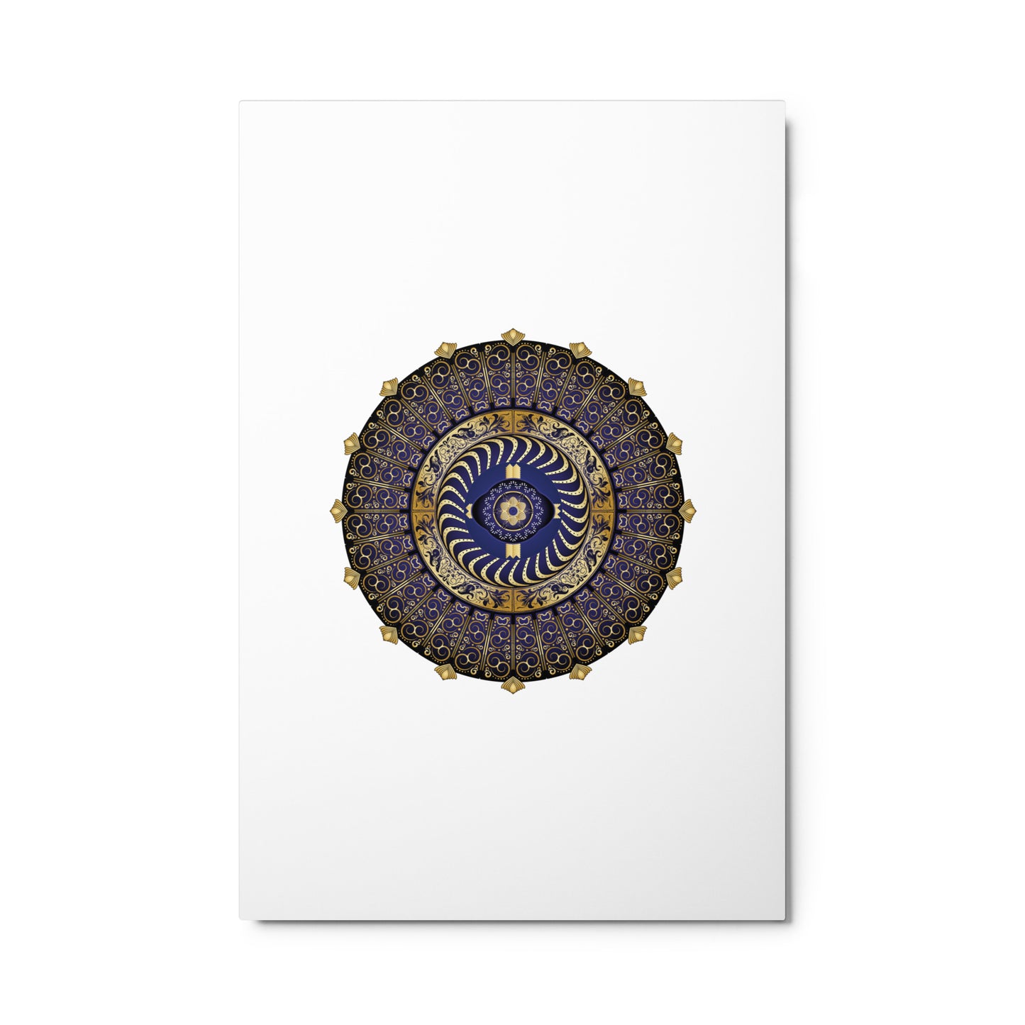 Metal prints Circulosity No 2987 Mandala Dark Navy & Gold Free Shipping