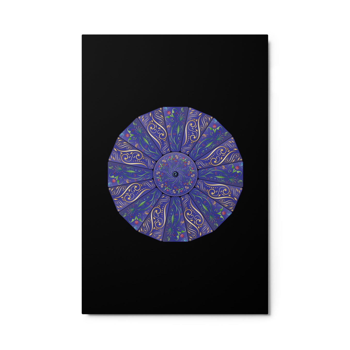 Metal prints Circulosity No 2984 Mandala Blue & Gold Free Shipping