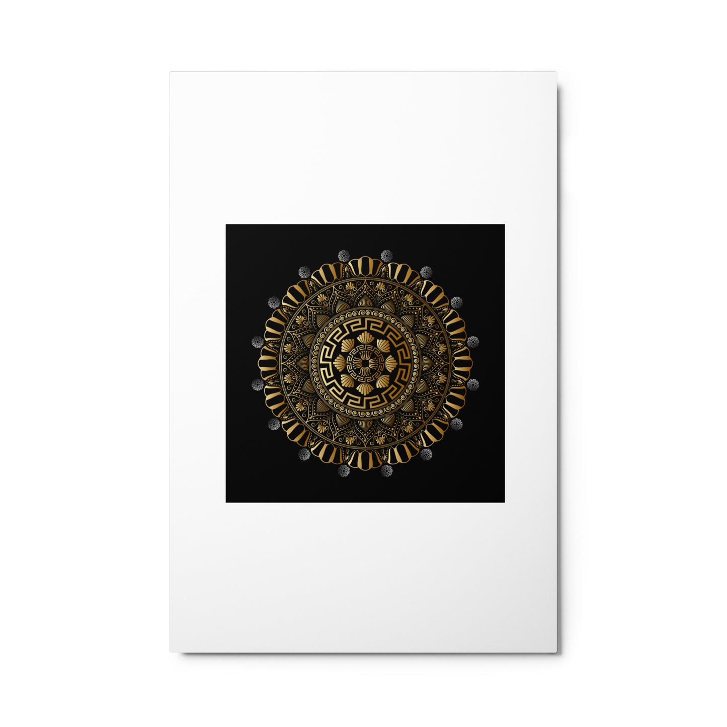 Metal prints Kuklos No 4354 Greek Border design Mandala Gold - Black Free Shipping