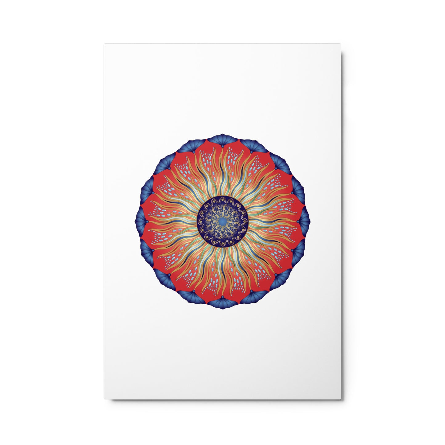 Metal prints Circularium No 2627 Mandala Red Blue colors Free Shipping