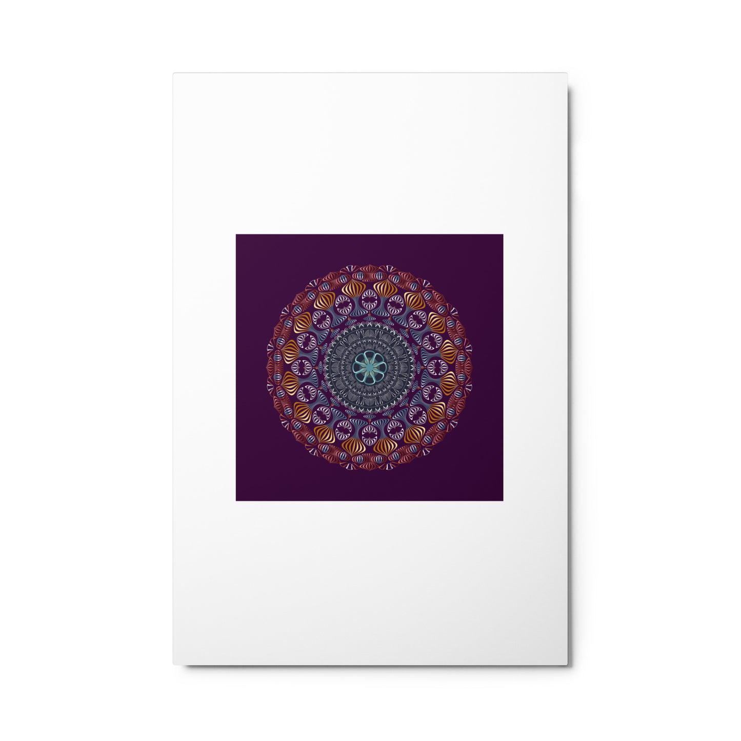 Metal prints Kuklos No 4420 Mandala Gold - Silver - Aqua colors Free Shipping