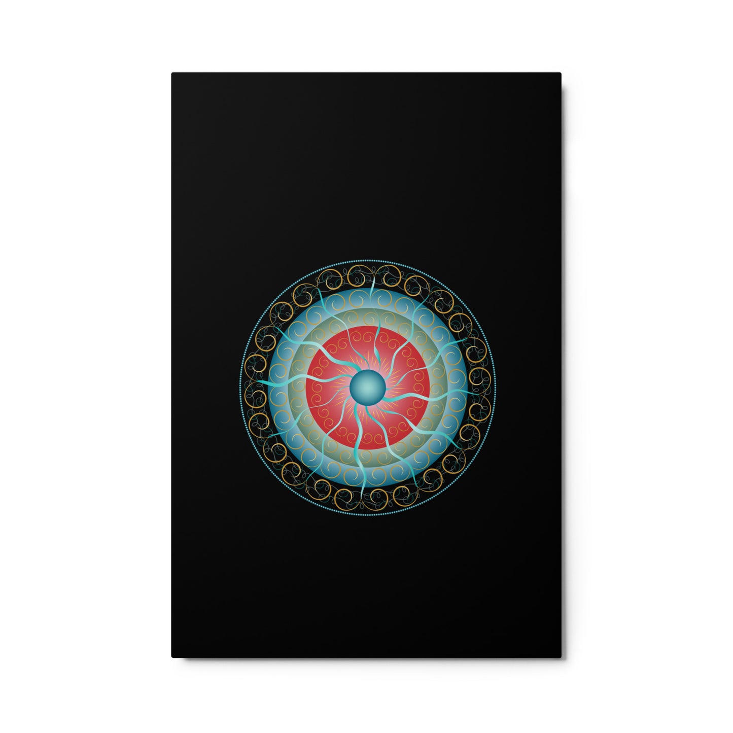 Metal prints Complexical No 2155 Mandala, Aqua - Red - Gold Free Shipping