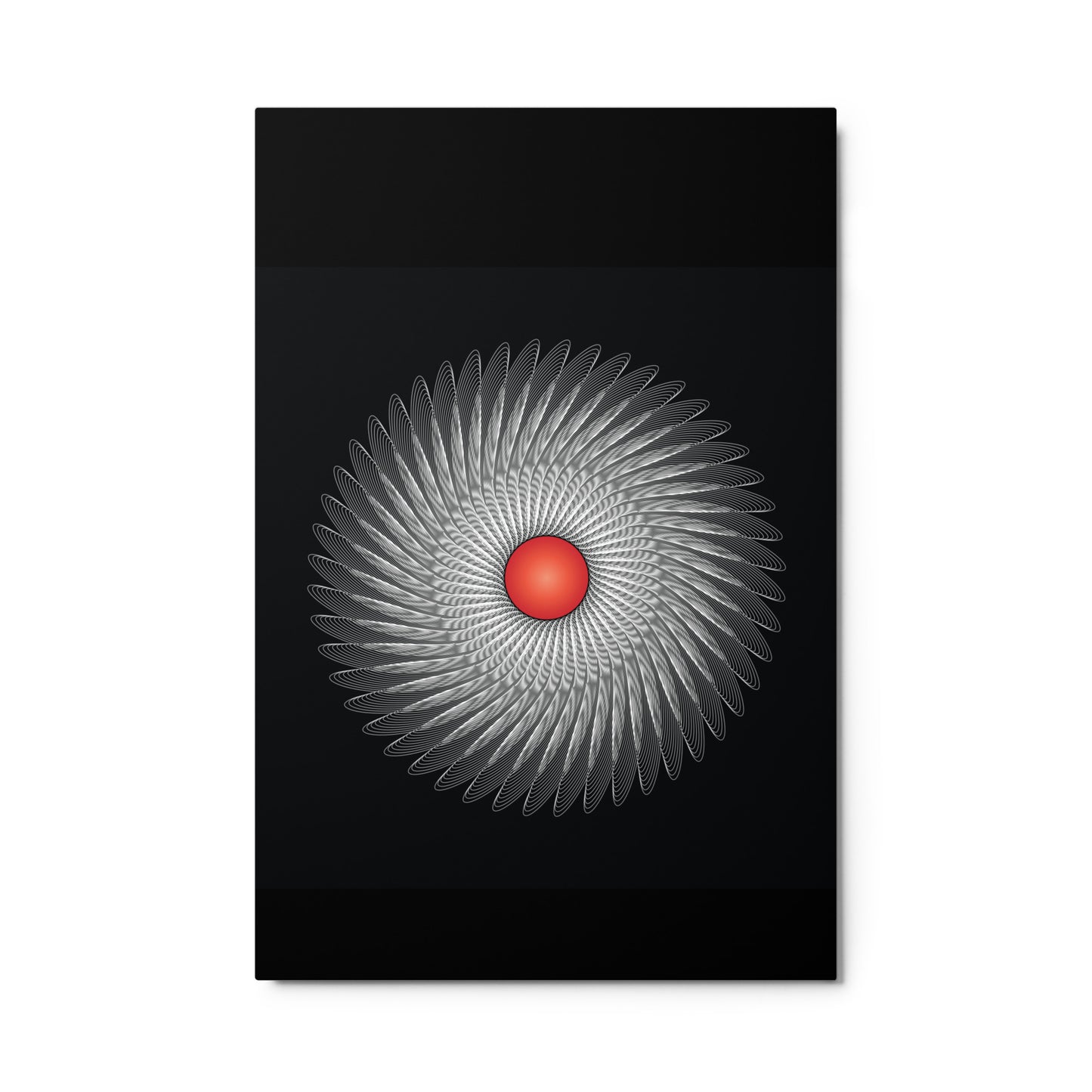 Metal prints Circularity No 120 Mandala Spinning White Feathers - Red Center Free Shipping