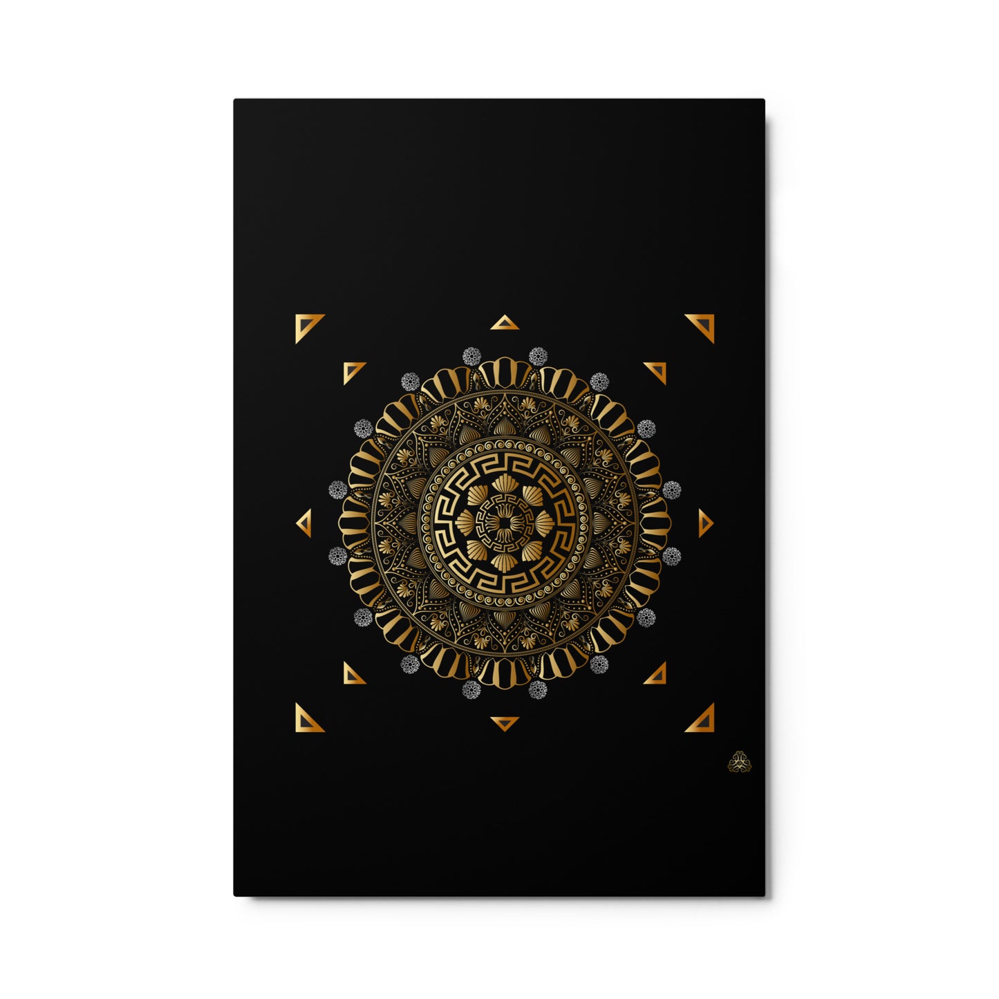 Metal Prints Kuklos No 4371 Mandala Greek Border Design, Gold on Black Free Shipping