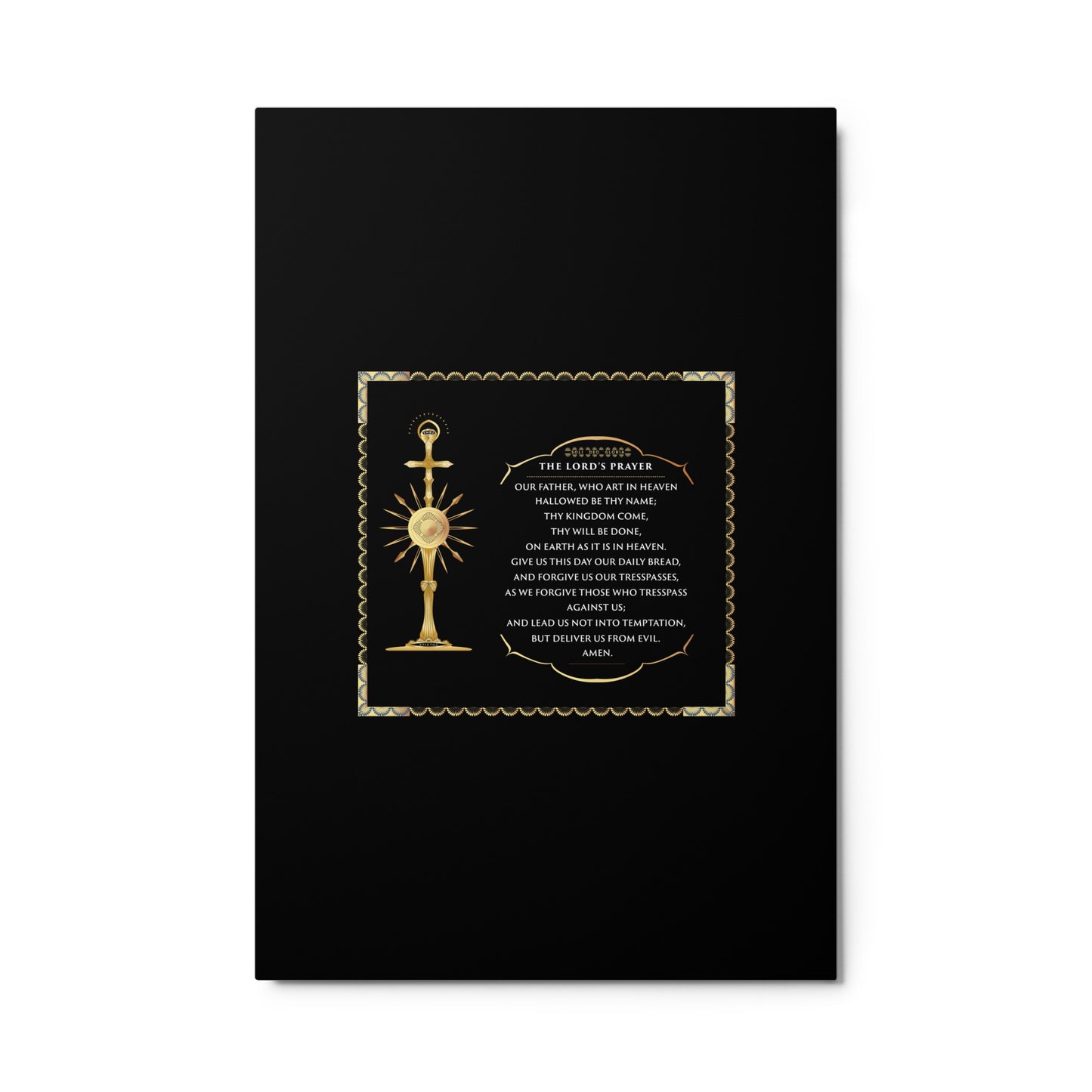 Metal prints Christian theme The Lord's Prayer - Monstrance- Gold - Black - Free Shipping