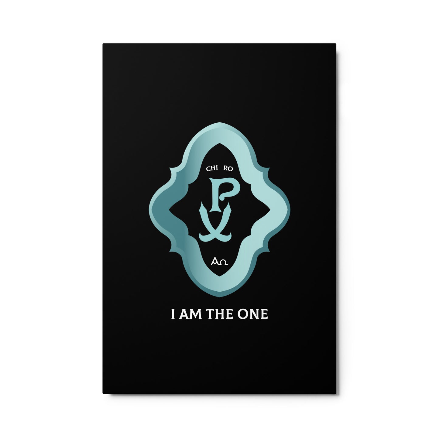 Metal prints Christogram - I Am The One - Chi Ro - PX Turquoise - Black - Free Shipping