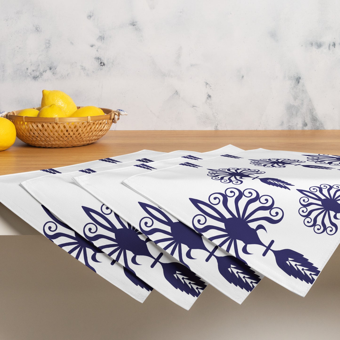 Placemat Set Kukloso Five Blue Fleurons - Free Shipping