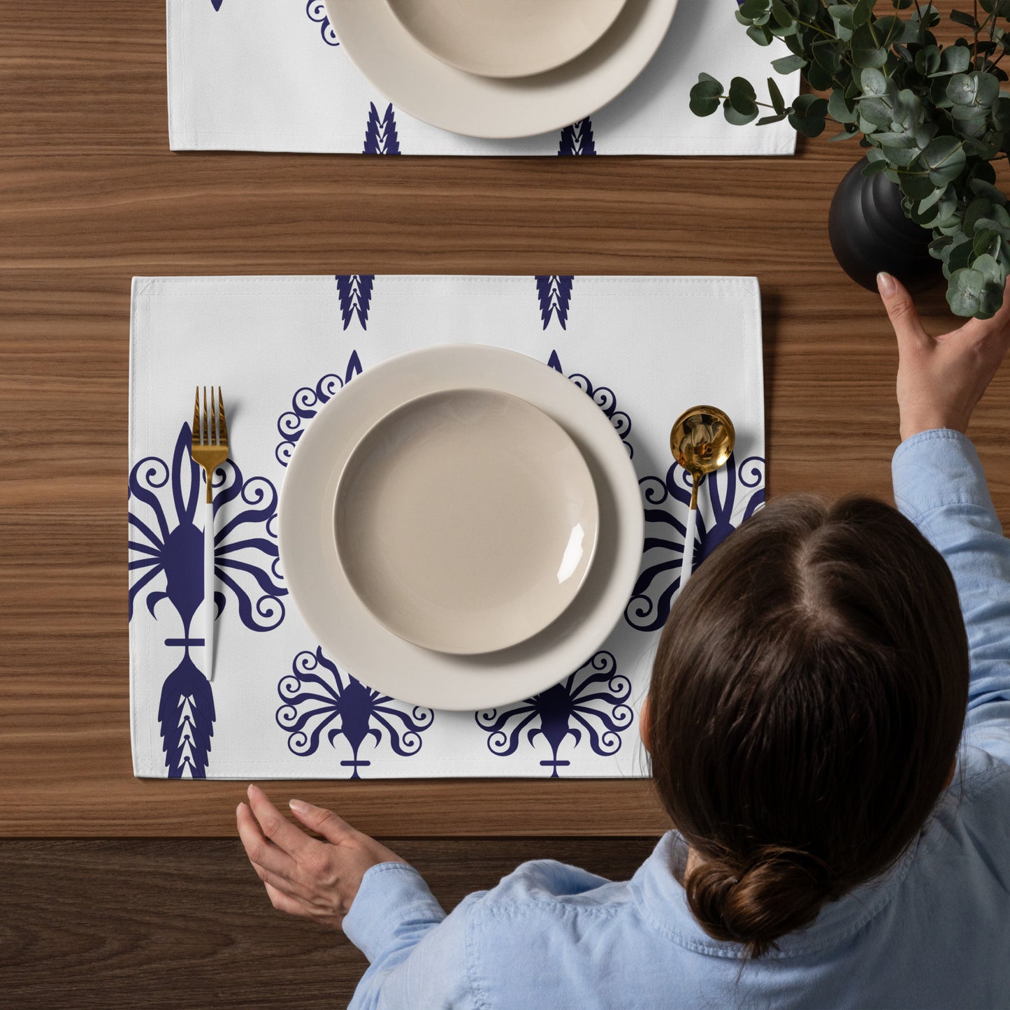 Placemat Set Kukloso Five Blue Fleurons - Free Shipping