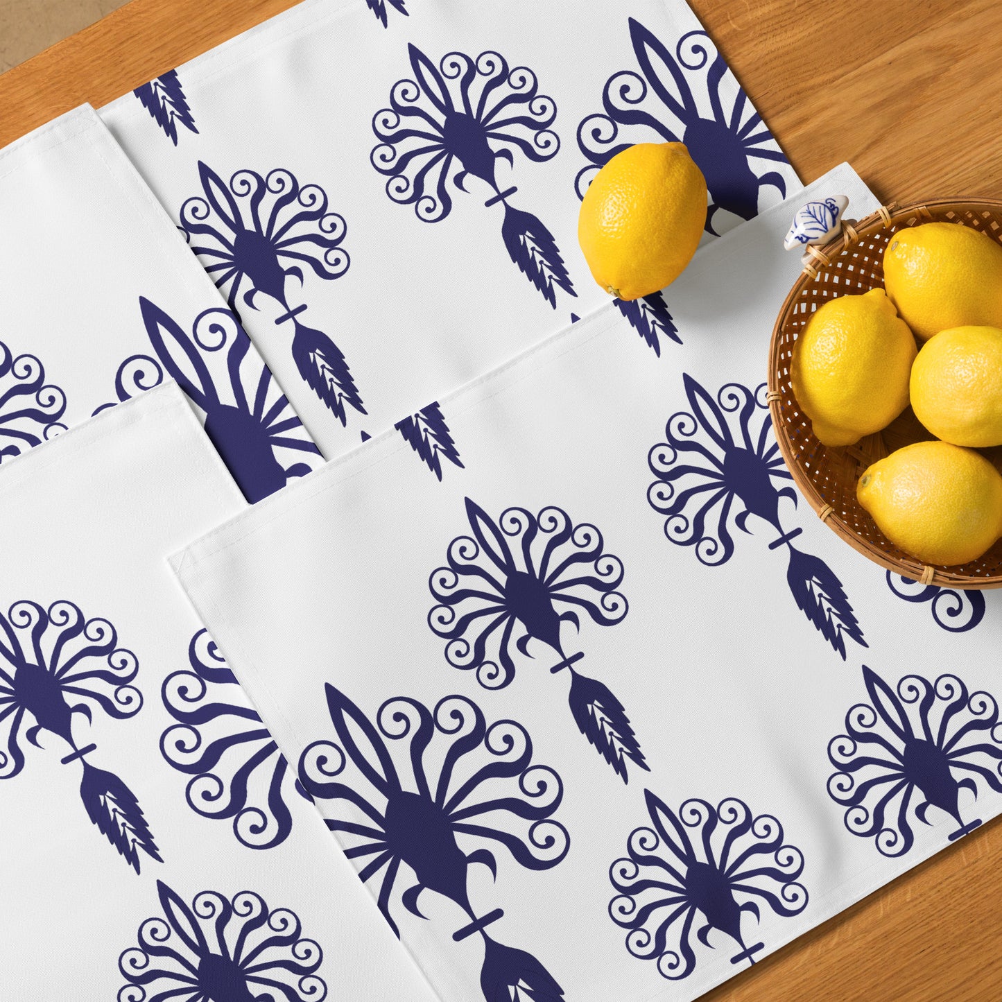 Placemat Set Kukloso Five Blue Fleurons - Free Shipping