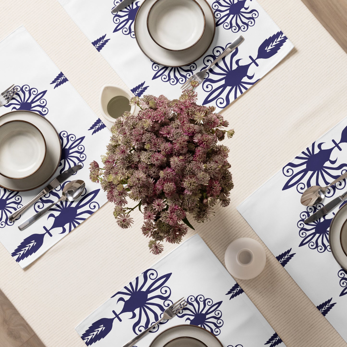 Placemat Set Kukloso Five Blue Fleurons - Free Shipping