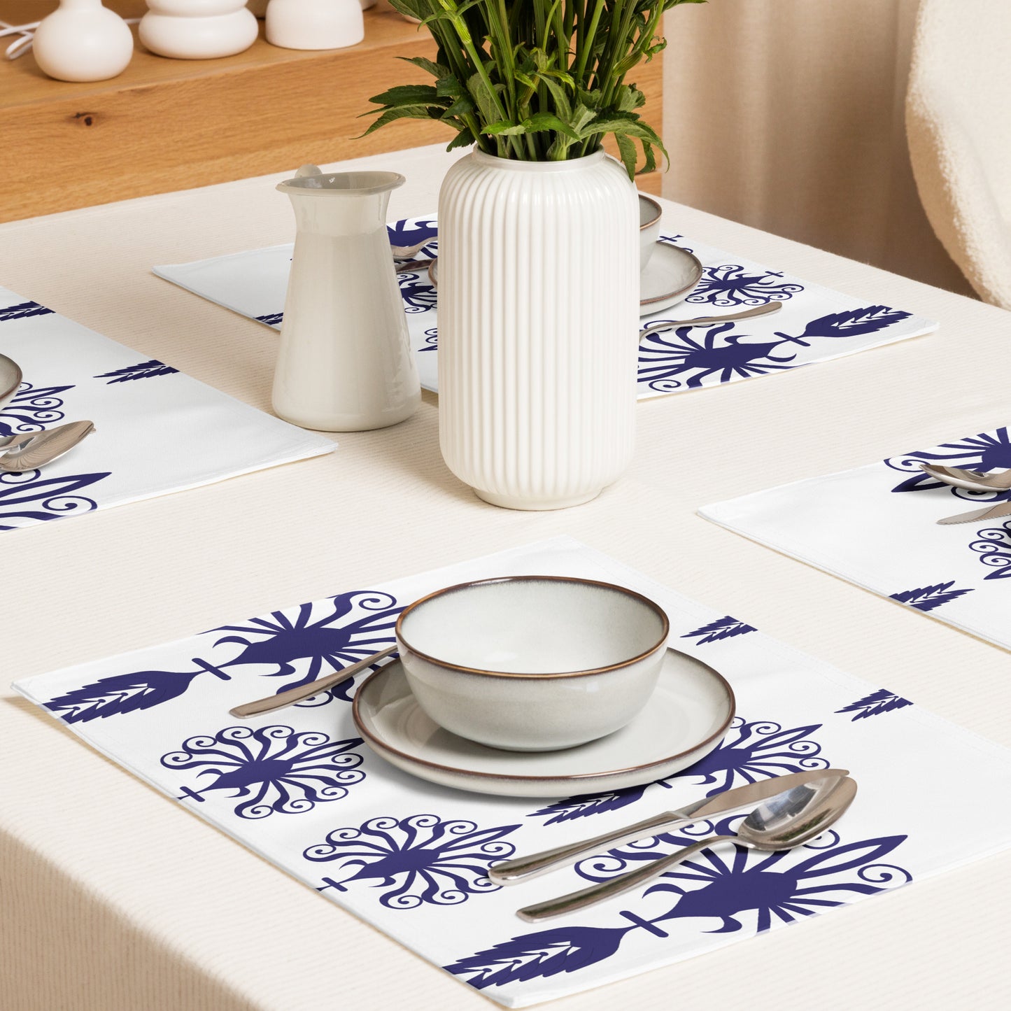 Placemat Set Kukloso Five Blue Fleurons - Free Shipping