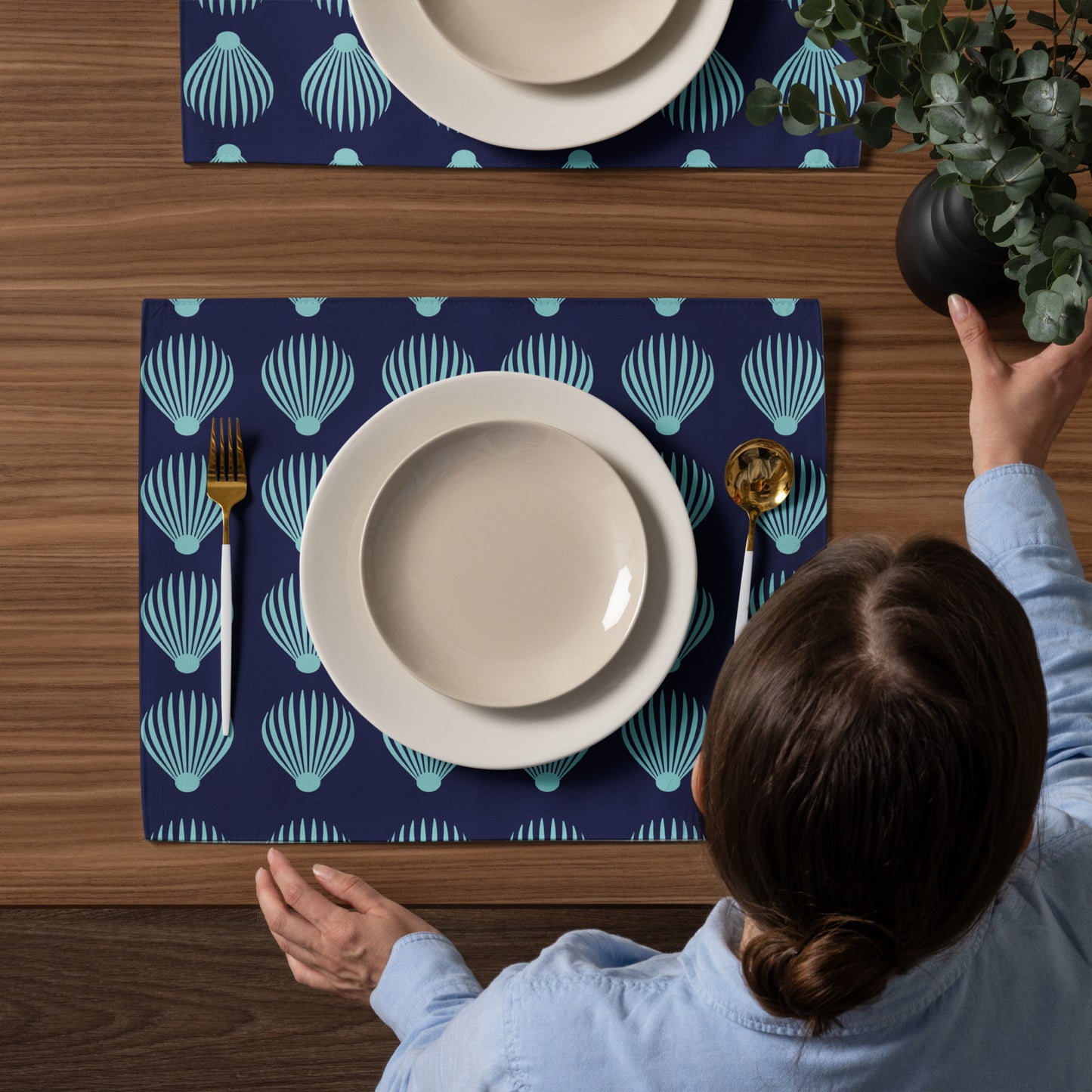 Placemat Set Kukloso Scallop Shell No 1 Aqua - Free Shipping