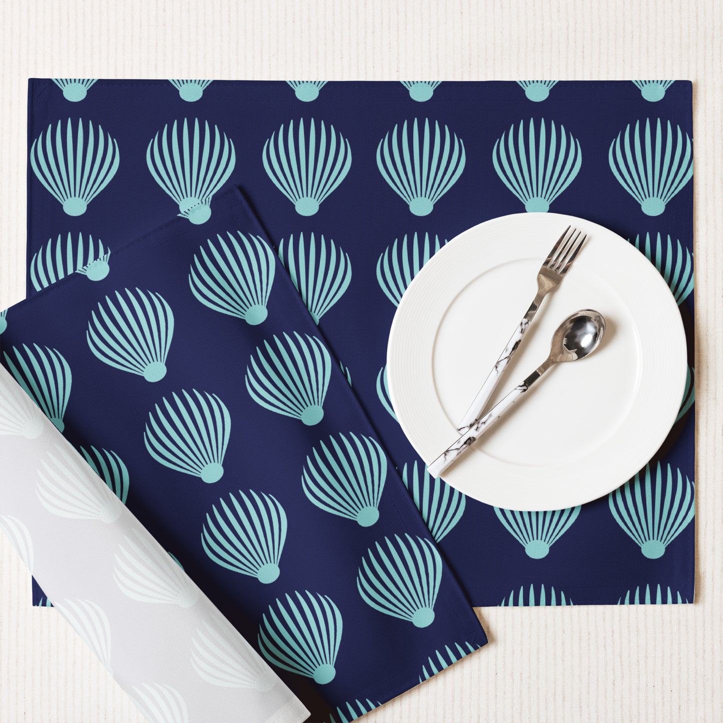 Placemat Set Kukloso Scallop Shell No 1 Aqua - Free Shipping