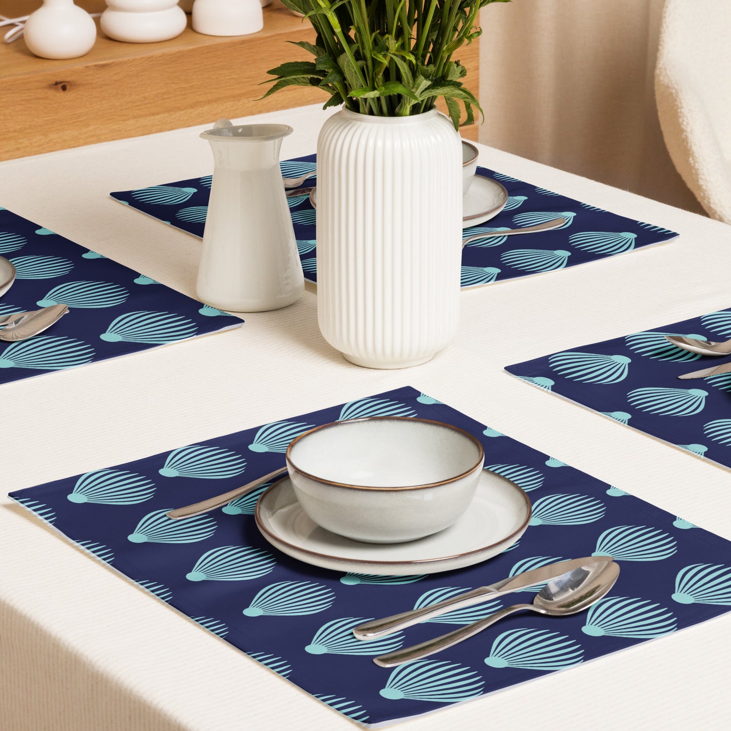 Placemat Set Kukloso Scallop Shell No 1 Aqua - Free Shipping