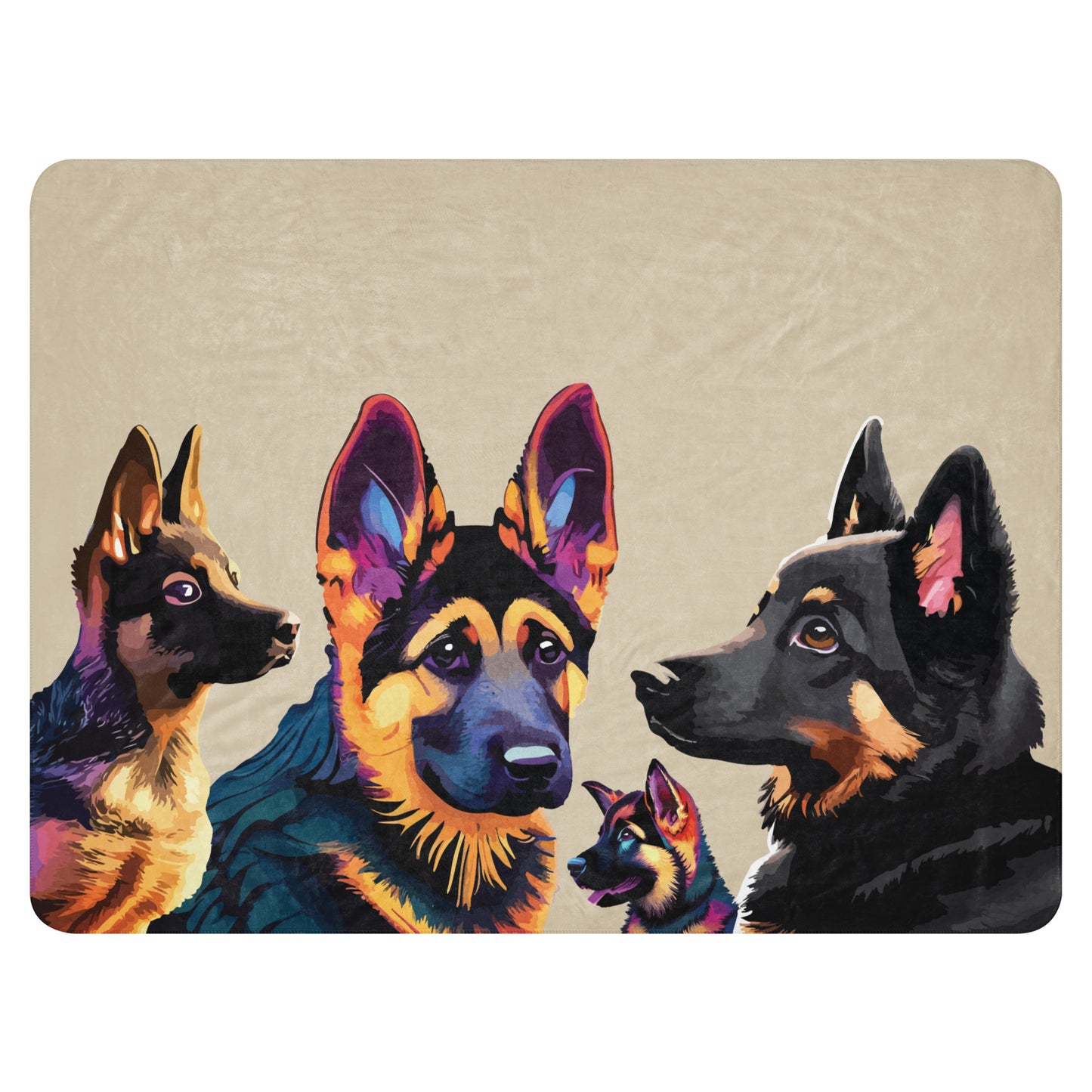 Sherpa blanket Kukloso Four German Sheperd Dogs 60"x80"  - Free Shipping