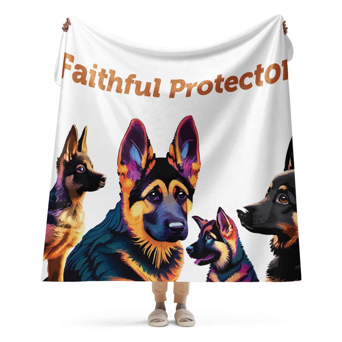 Sherpa blanket Kukloso Faithful Protector GSD 60"x80" - Free Shipping