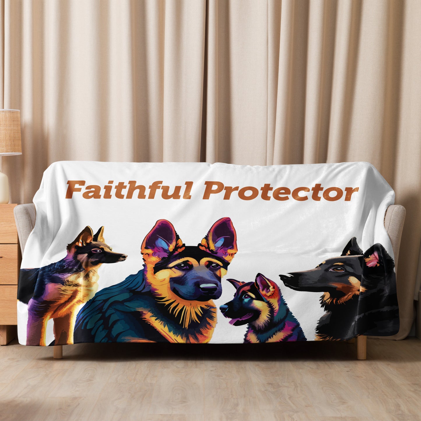 Sherpa blanket Kukloso Faithful Protector GSD 60"x80" - Free Shipping