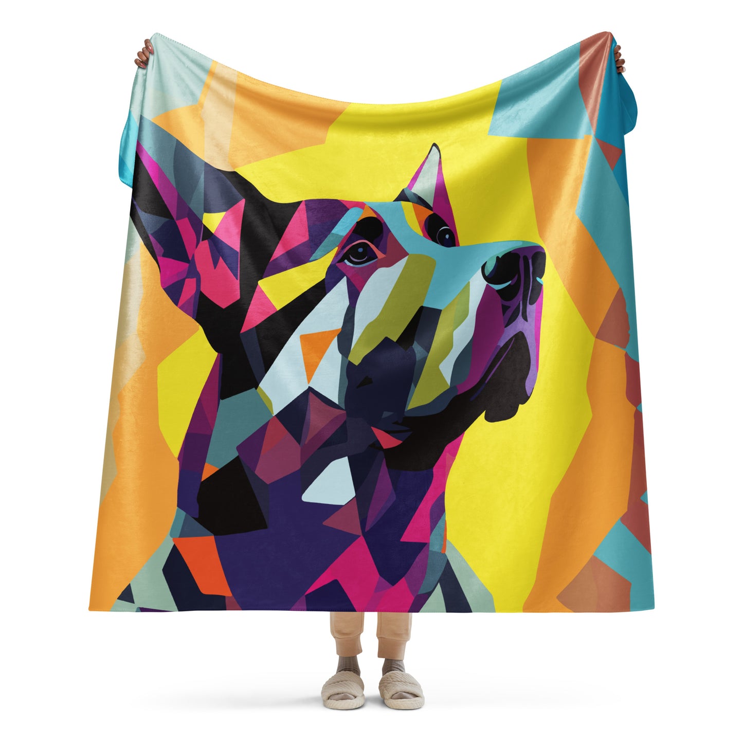 Sherpa blanket Kukloso Cubist German Sheperd Dog No 3 60"x80"  - Free Shipping