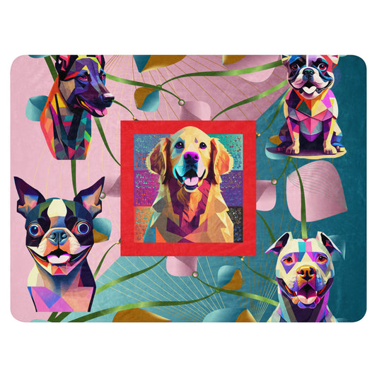 Sherpa blanket Kukloso Dog Collage 60"x80"  - Free Shipping