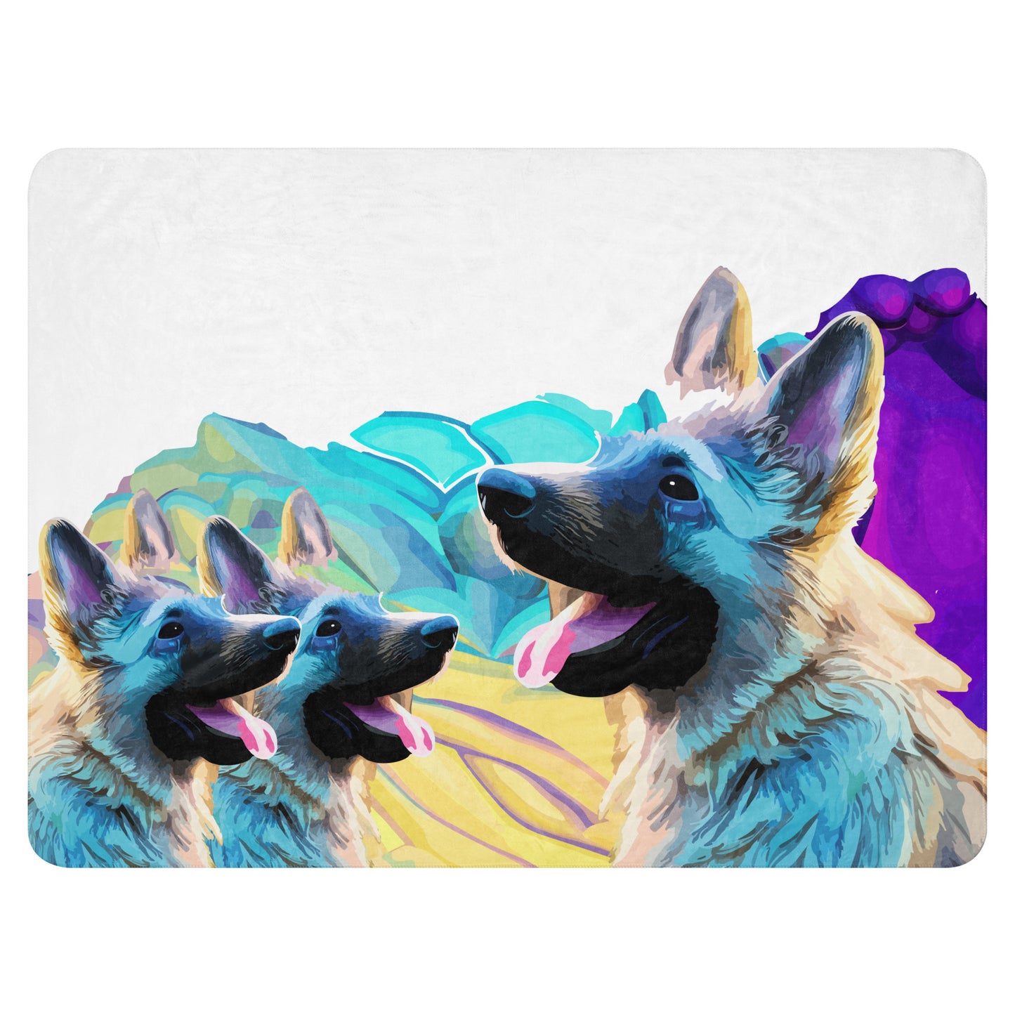 Sherpa blanket Kukloso Three German Sheperd Puppies 60"x80"  - Free Shipping