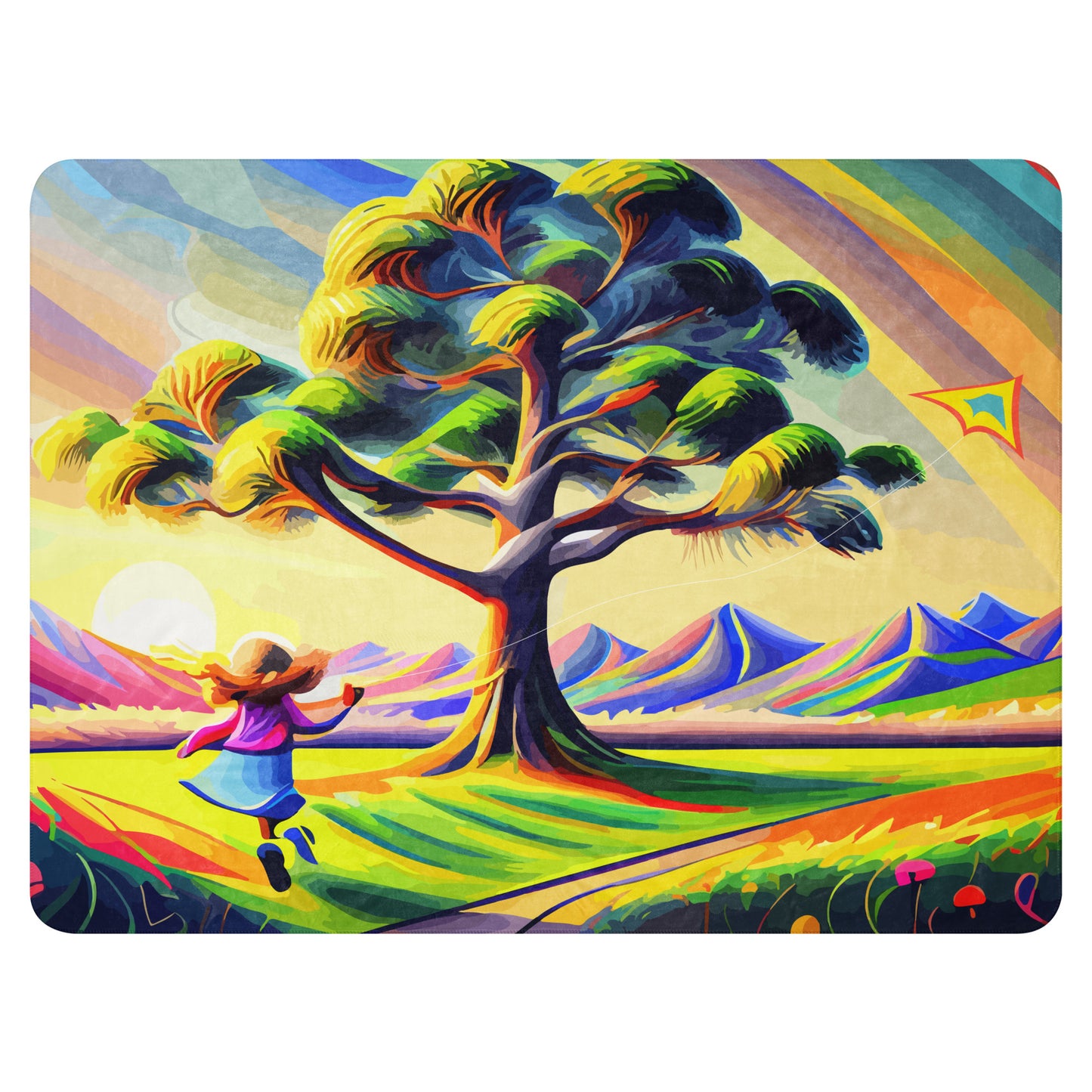 Sherpa blanket Kukloso Girl With A Kite 60"x80" - Free Shipping