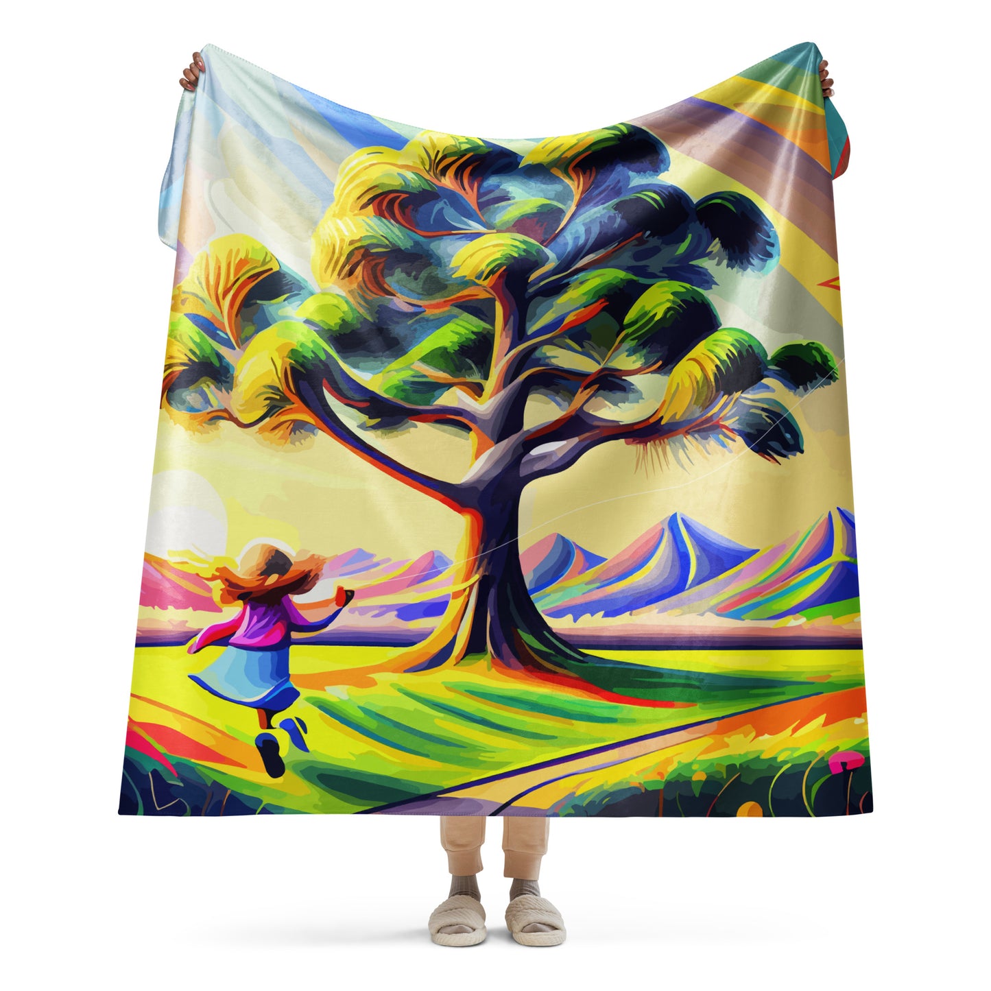 Sherpa blanket Kukloso Girl With A Kite 60"x80" - Free Shipping