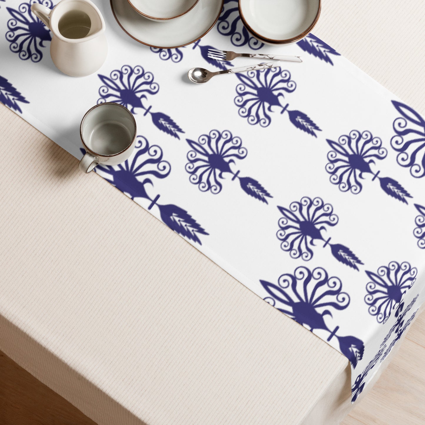 Table runner Kukloso Five Blue Fleurons - Free Shipping