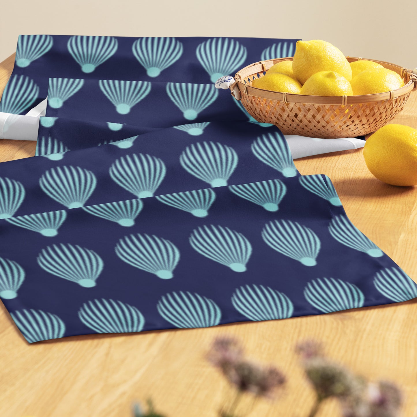 Table runner  Kukloso Scallop Shell No 1 Aqua - Free Shipping