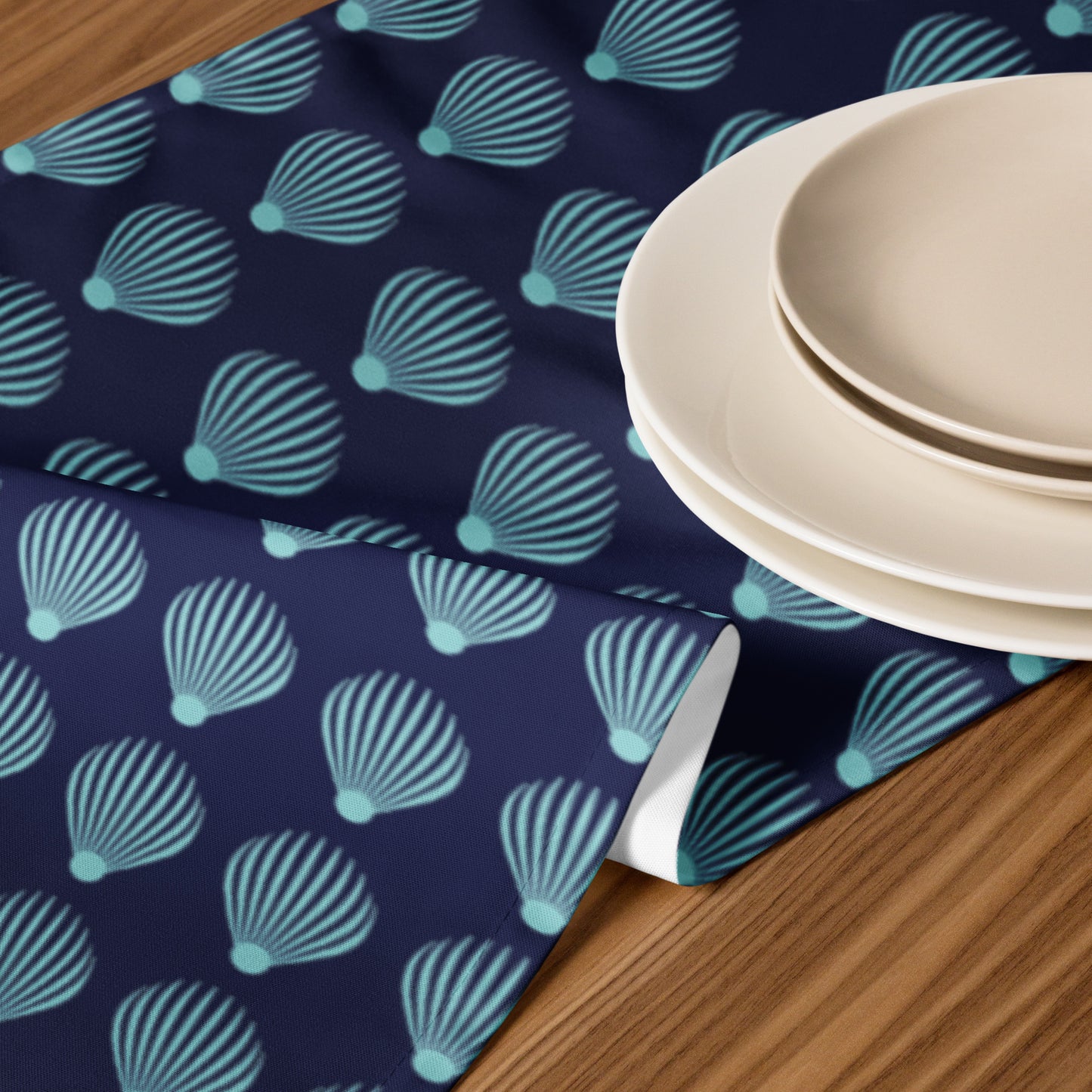 Table runner  Kukloso Scallop Shell No 1 Aqua - Free Shipping