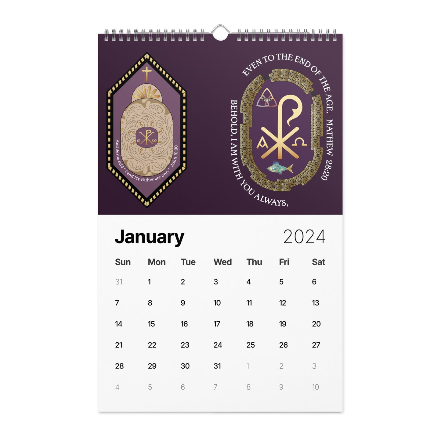 Wall calendar (2024) Kukloso Christian Themed - Free Shipping