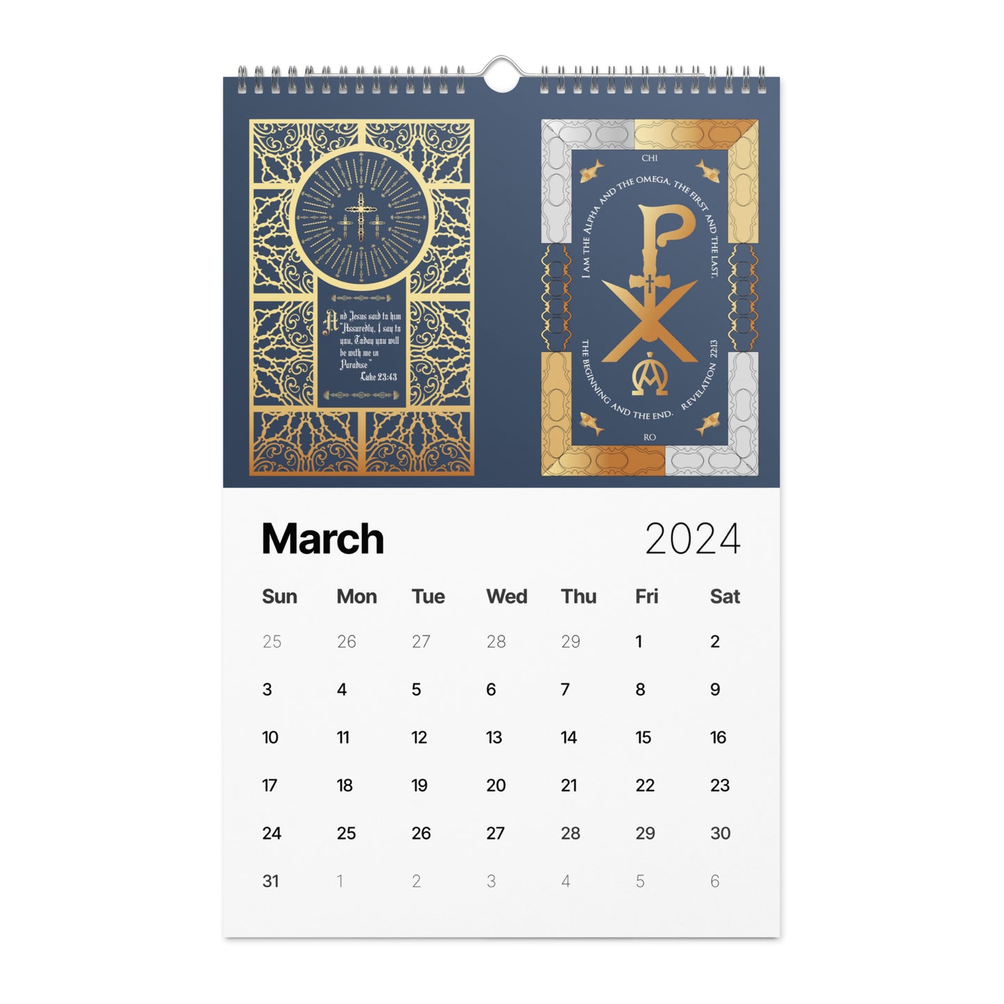 Wall calendar (2024) Kukloso Christian Themed - Free Shipping