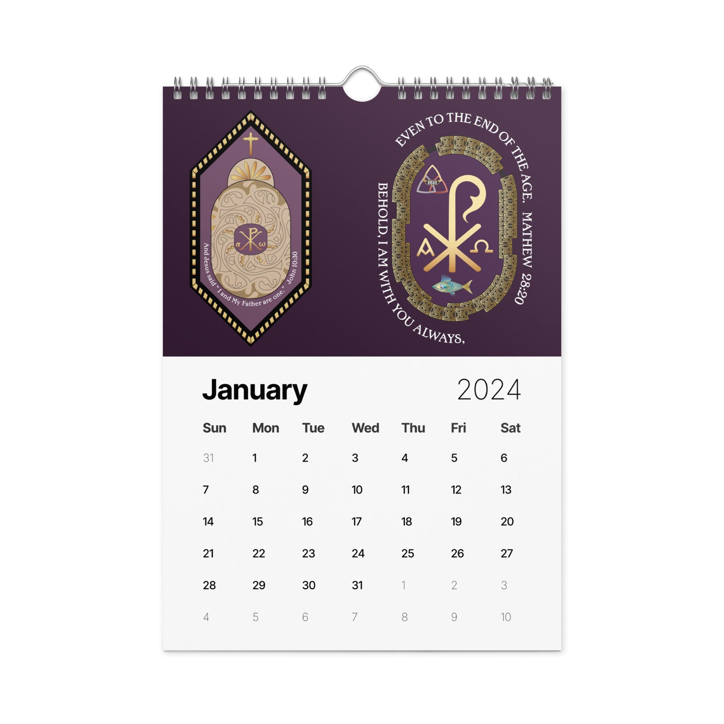 Wall calendar (2024) Kukloso Christian Themed - Free Shipping