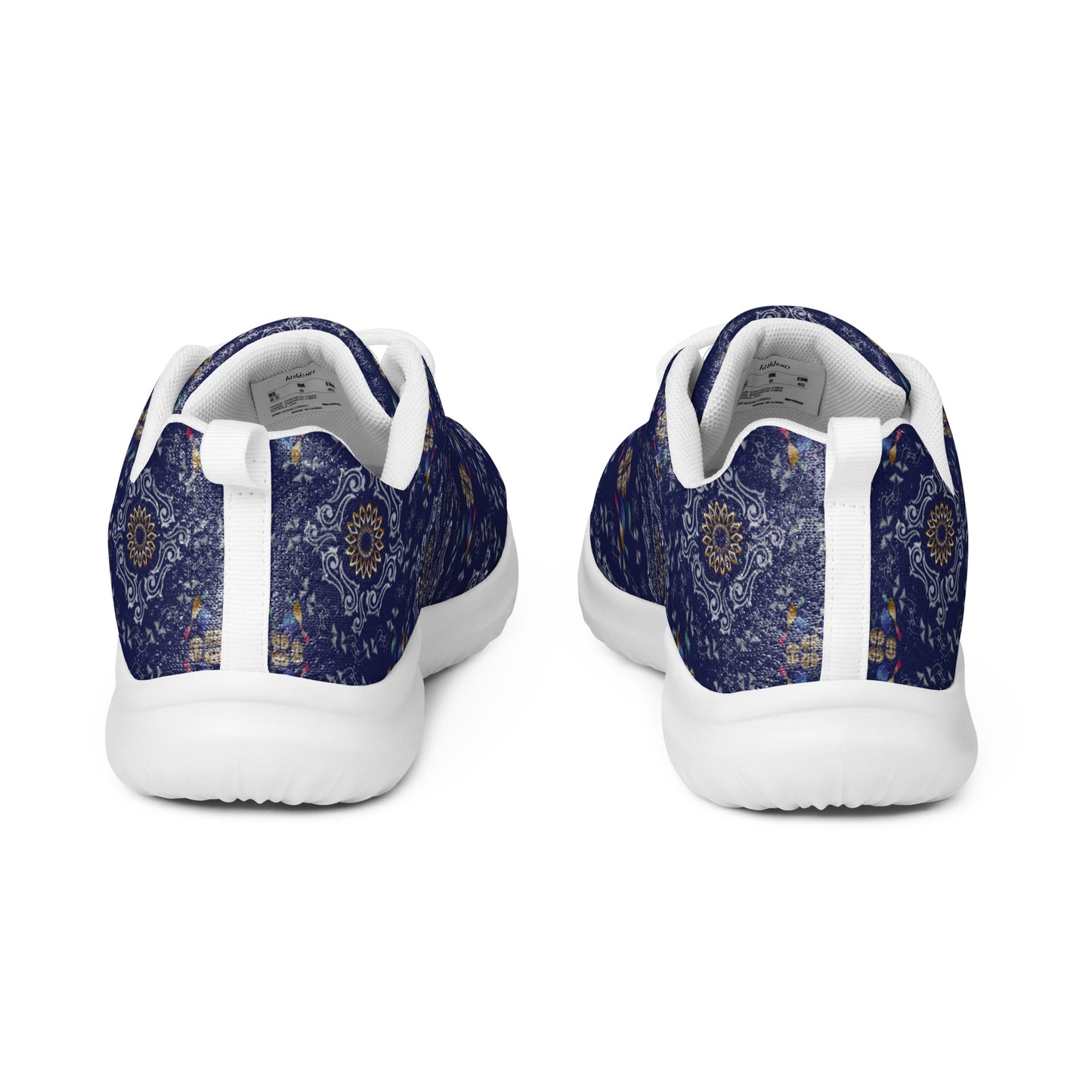 Women’s athletic shoes Kukloso Abstractical No 46 Silver/Gold Mandala Shapes on Navy - Free Shipping