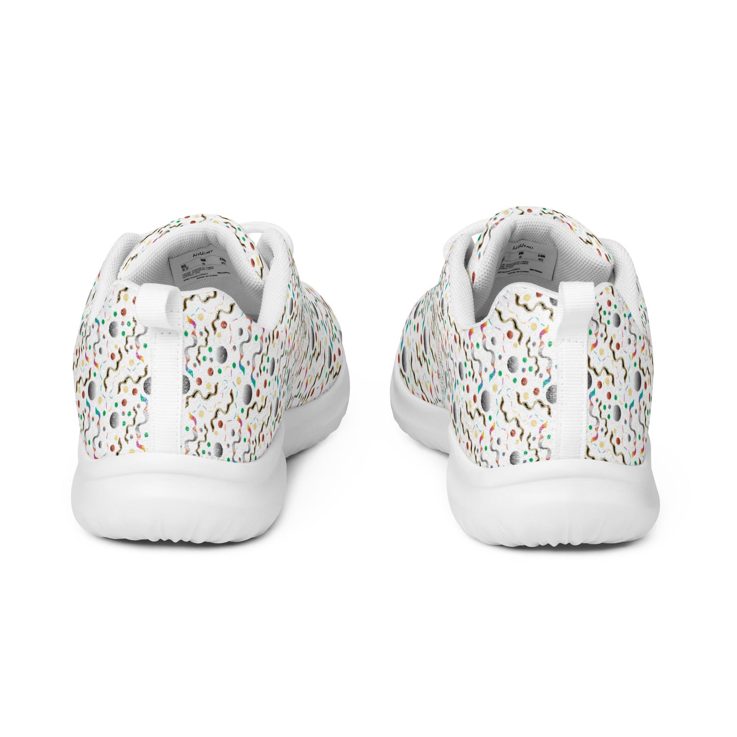 Women’s athletic shoes Kukloso Abstractical No 250 Multicolored Shapes on White - Free Shipping