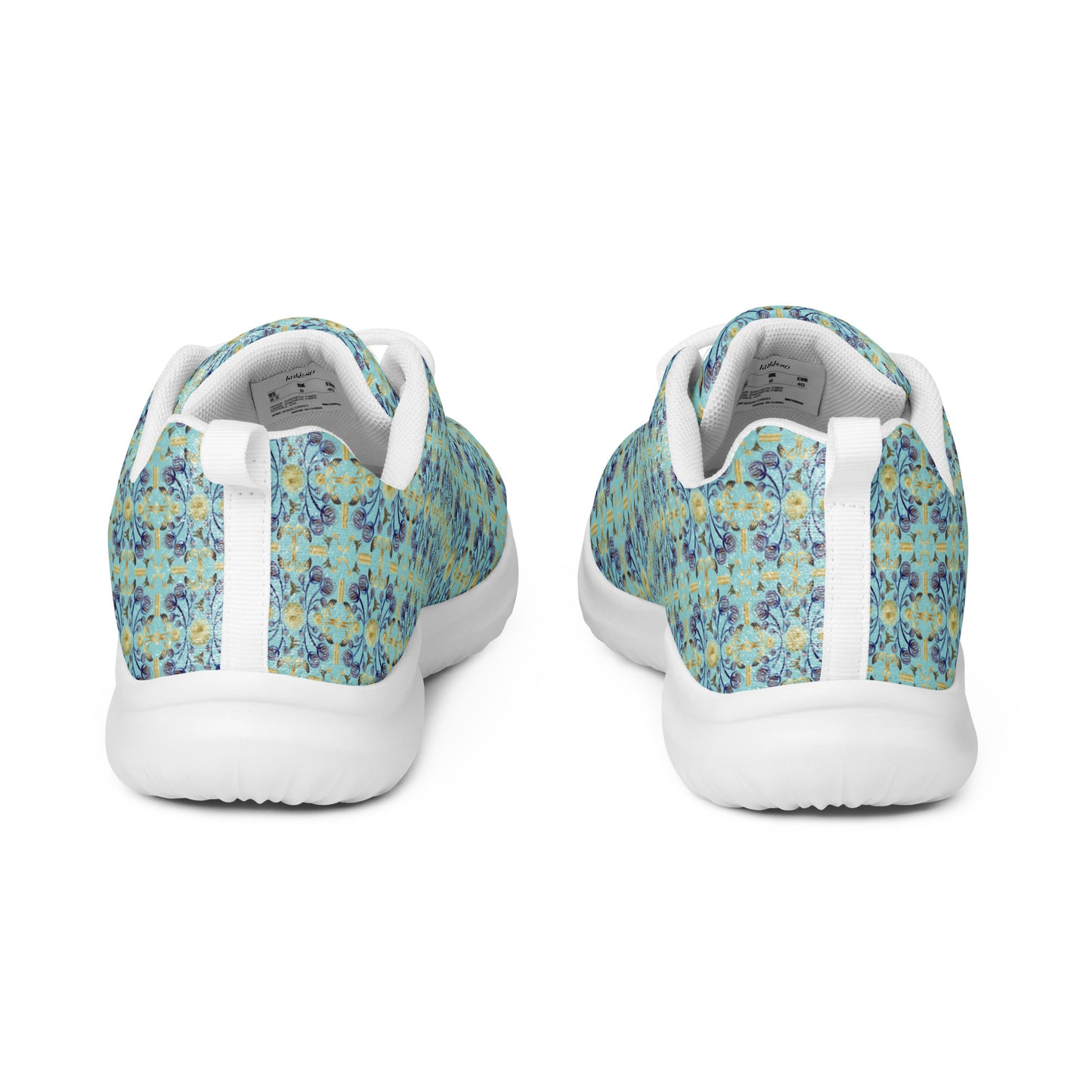 Women’s athletic shoes Kukloso AG No 11 Navy/Gold Floral Mini-Mandalas on Aqua - Free Shipping