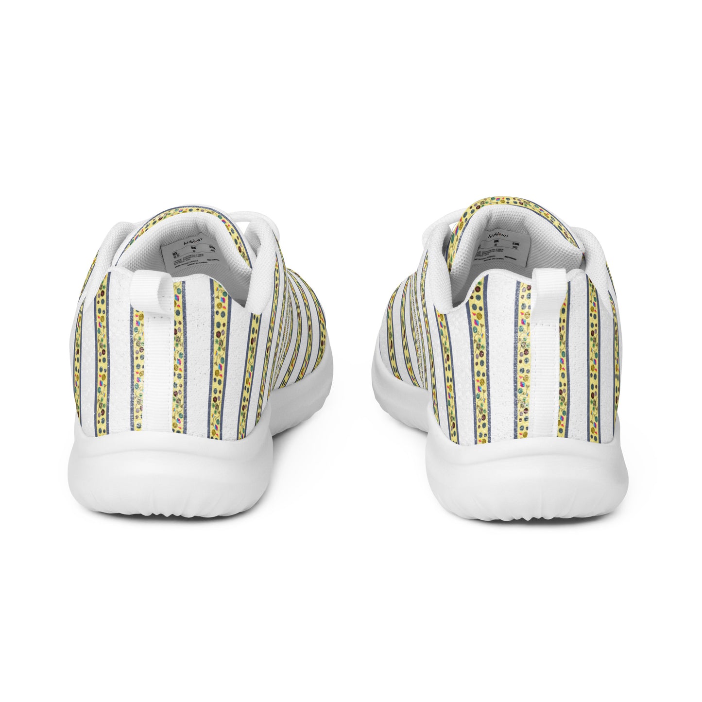 Women’s athletic shoes Kukloso FS No 104 Yellow Stripes on White - Free Shipping